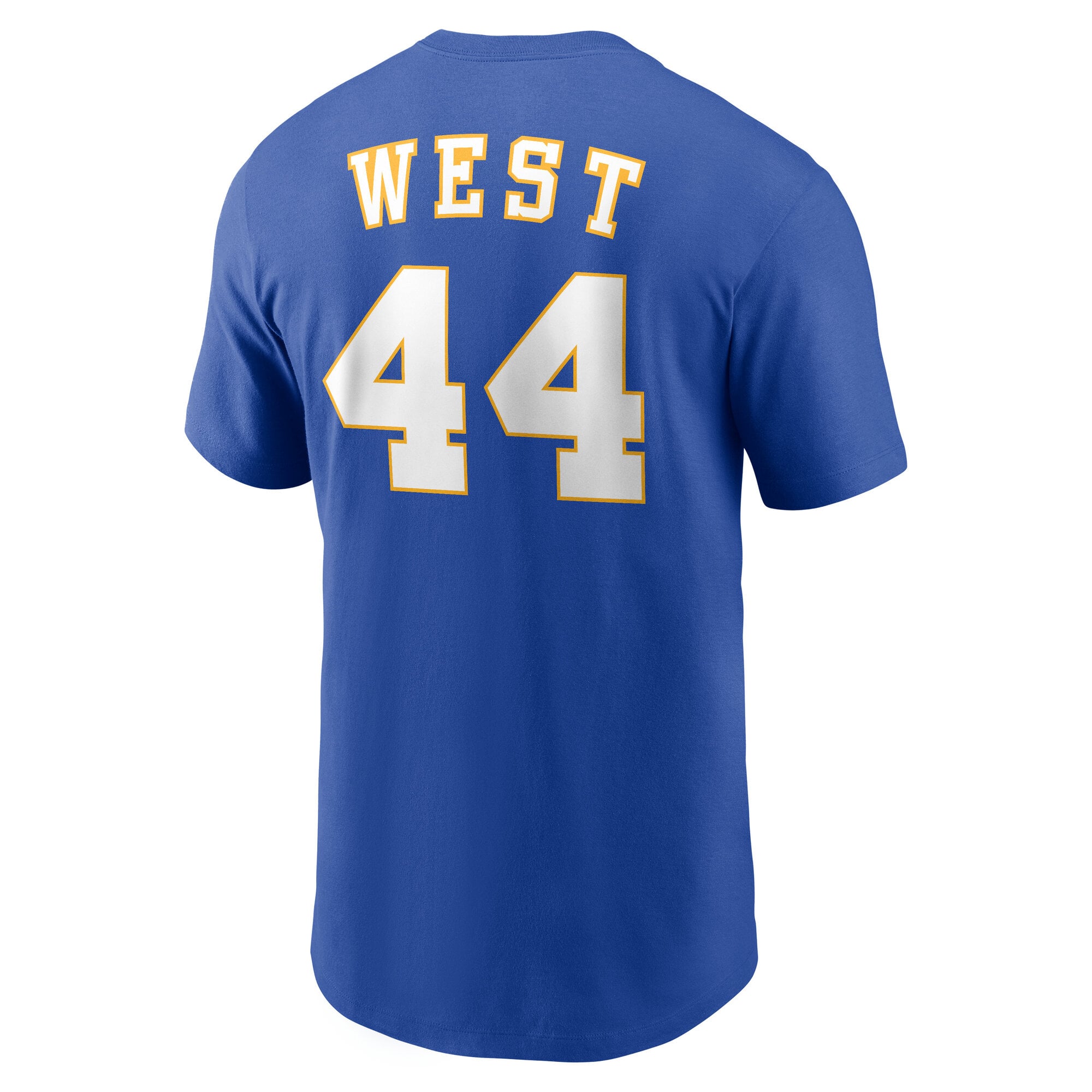 T-shirt Nike Jerry West Royal Virginia Mountaineers pour homme avec nom et numéro