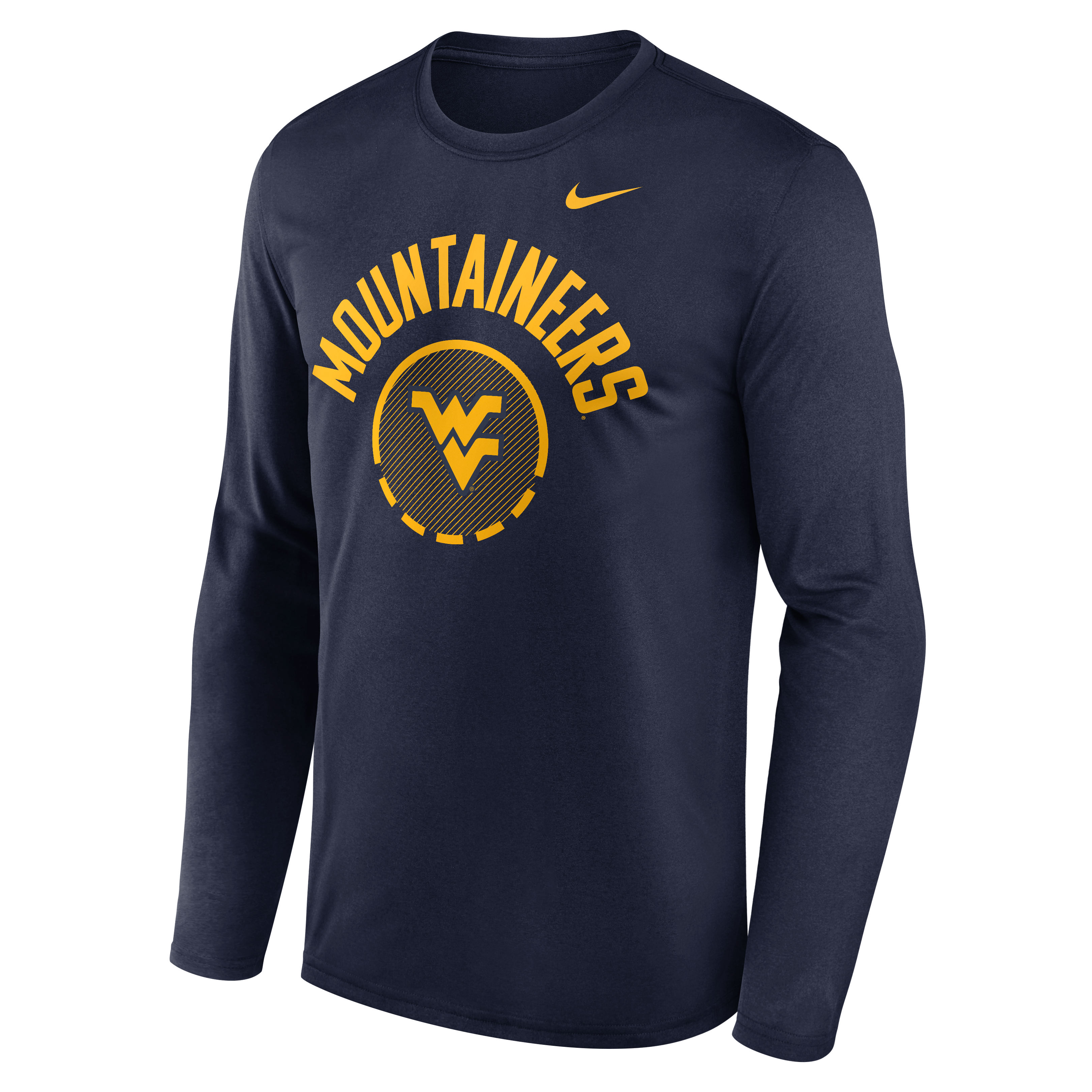 T-shirt à manches longues Nike bleu marine West Virginia Mountaineers Courtside Basketball Shootaround Legend Dri-FIT pour homme