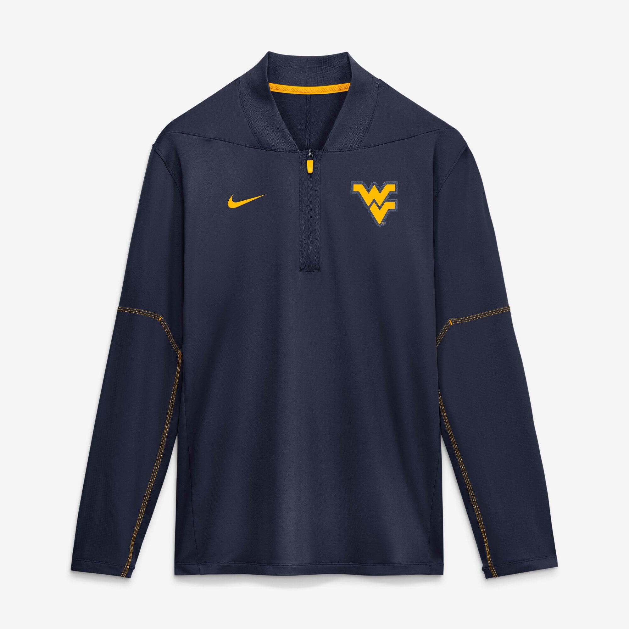 Pull Nike Dri-FIT bleu marine West Virginia Mountaineers 2026 Sideline mi-lourd à demi-zip pour homme