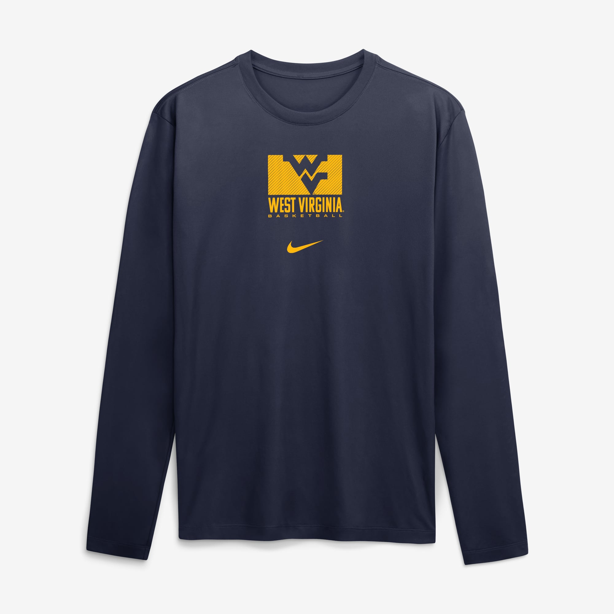 T-shirt à manches longues Nike bleu marine West Virginia Mountaineers Courtside Legend Dri-FIT pour homme