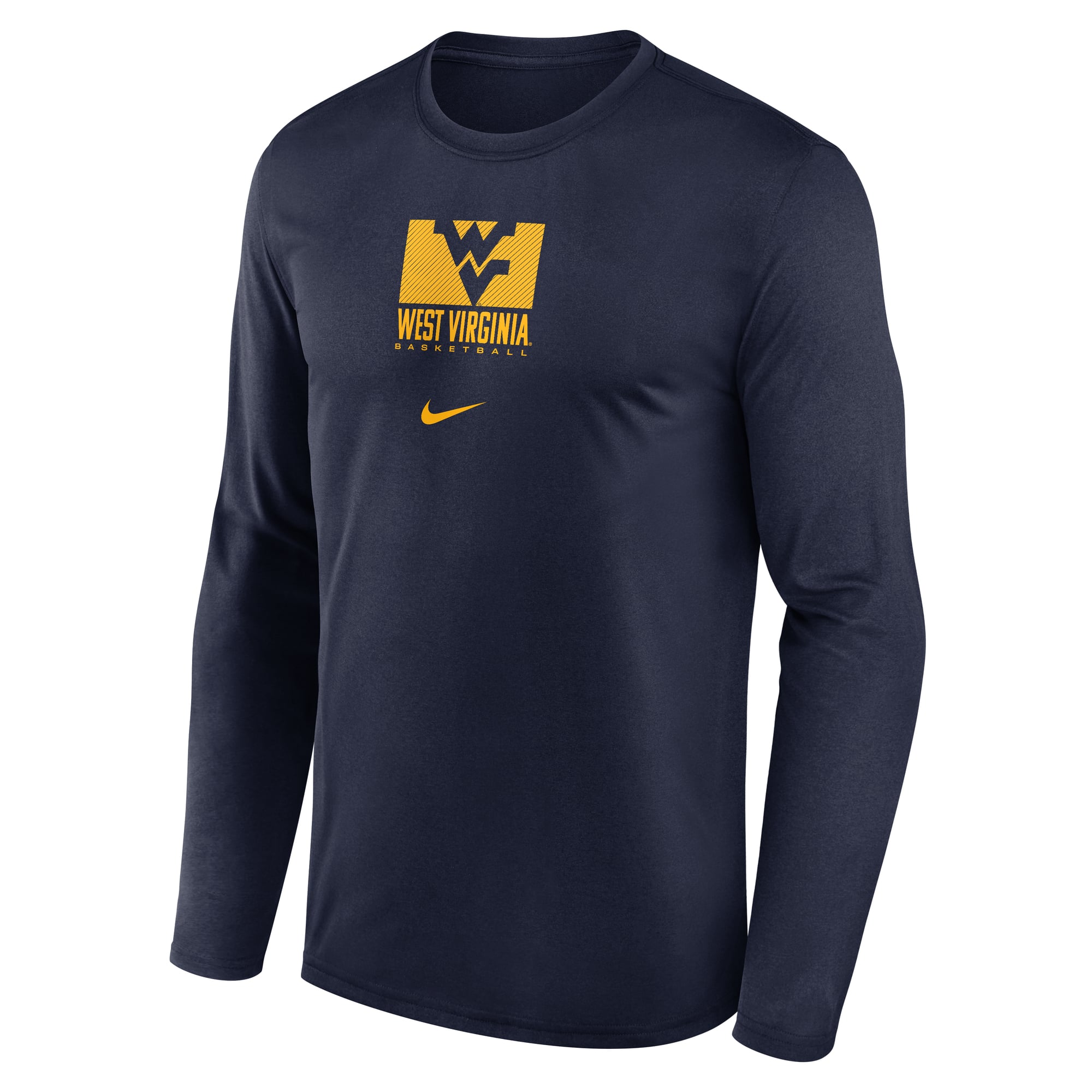 T-shirt à manches longues Nike bleu marine West Virginia Mountaineers Courtside Legend Dri-FIT pour homme