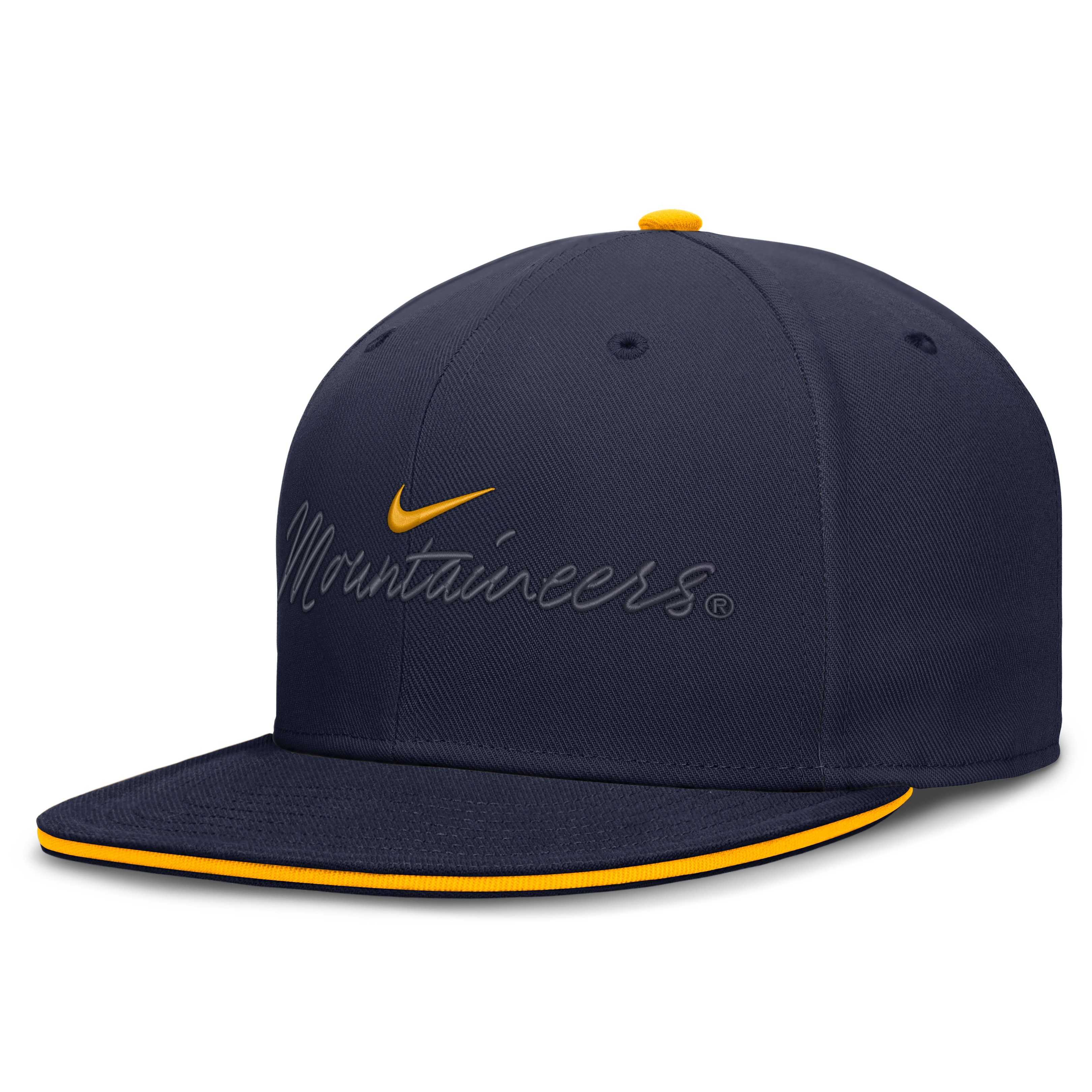 Casquette ajustée Nike Dri-FIT Primetime Script bleu marine pour homme, West Virginia Mountaineers