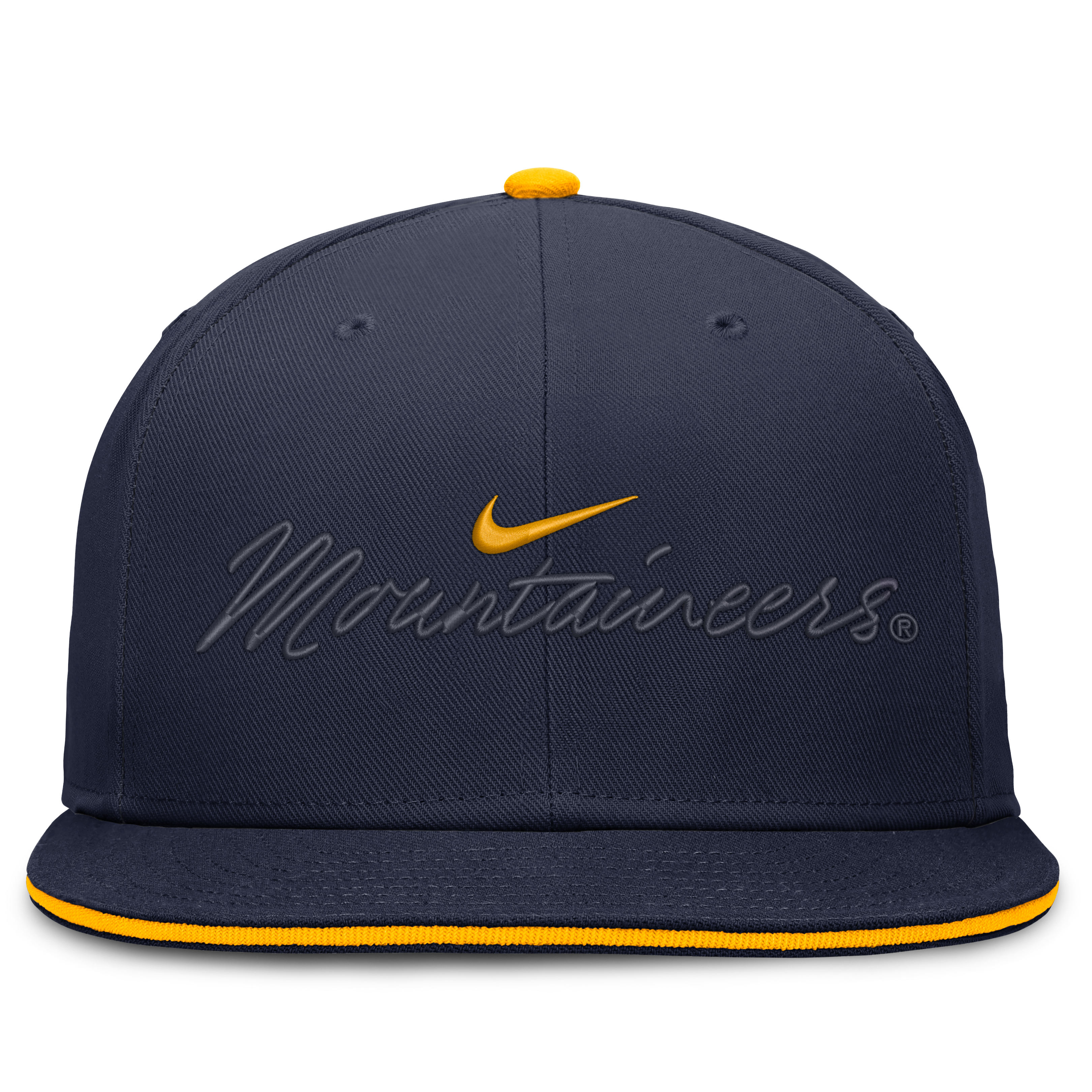 Casquette ajustée Nike Dri-FIT Primetime Script bleu marine pour homme, West Virginia Mountaineers