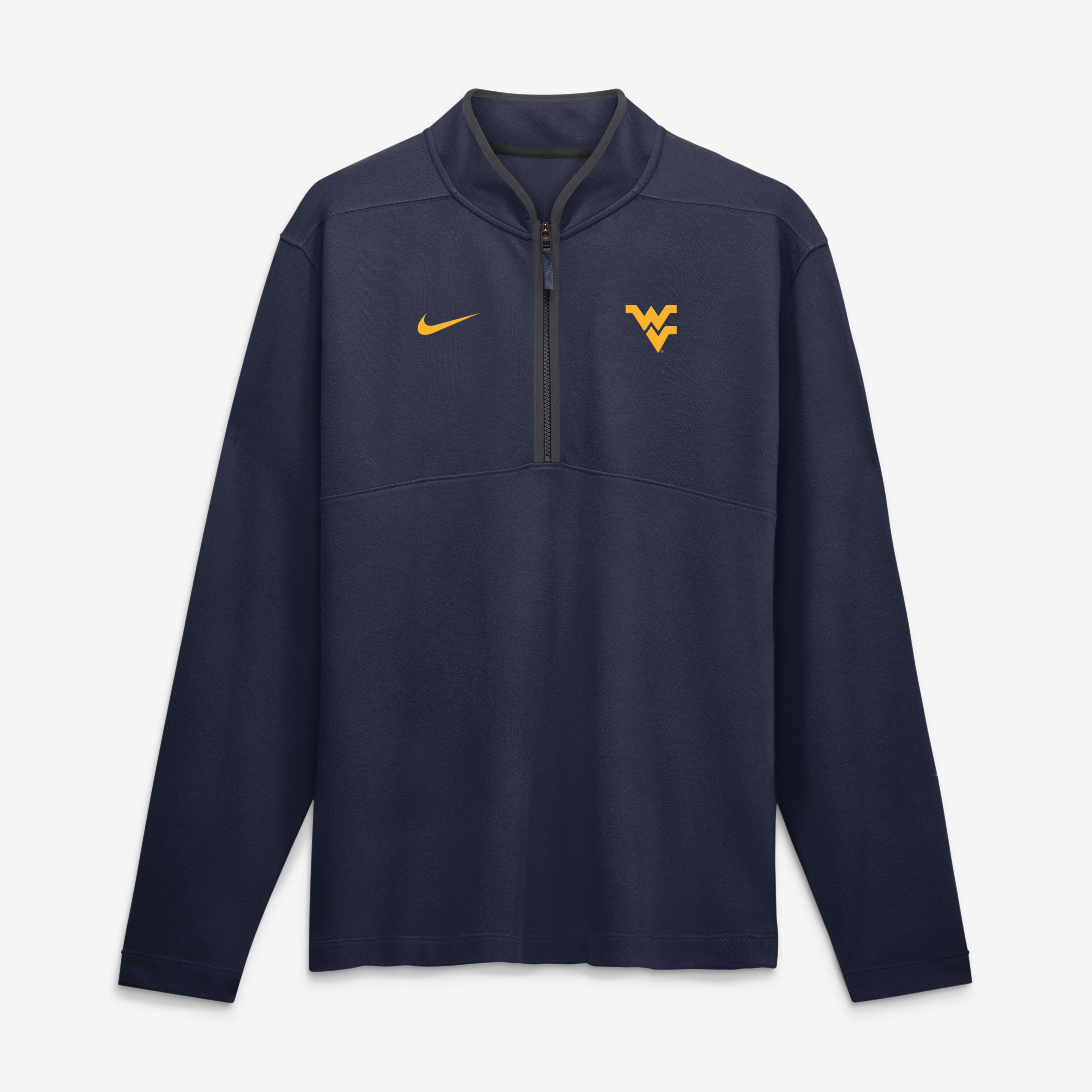 Pull-over Nike Dri-FIT Victory demi-zip bleu marine pour homme, West Virginia Mountaineers