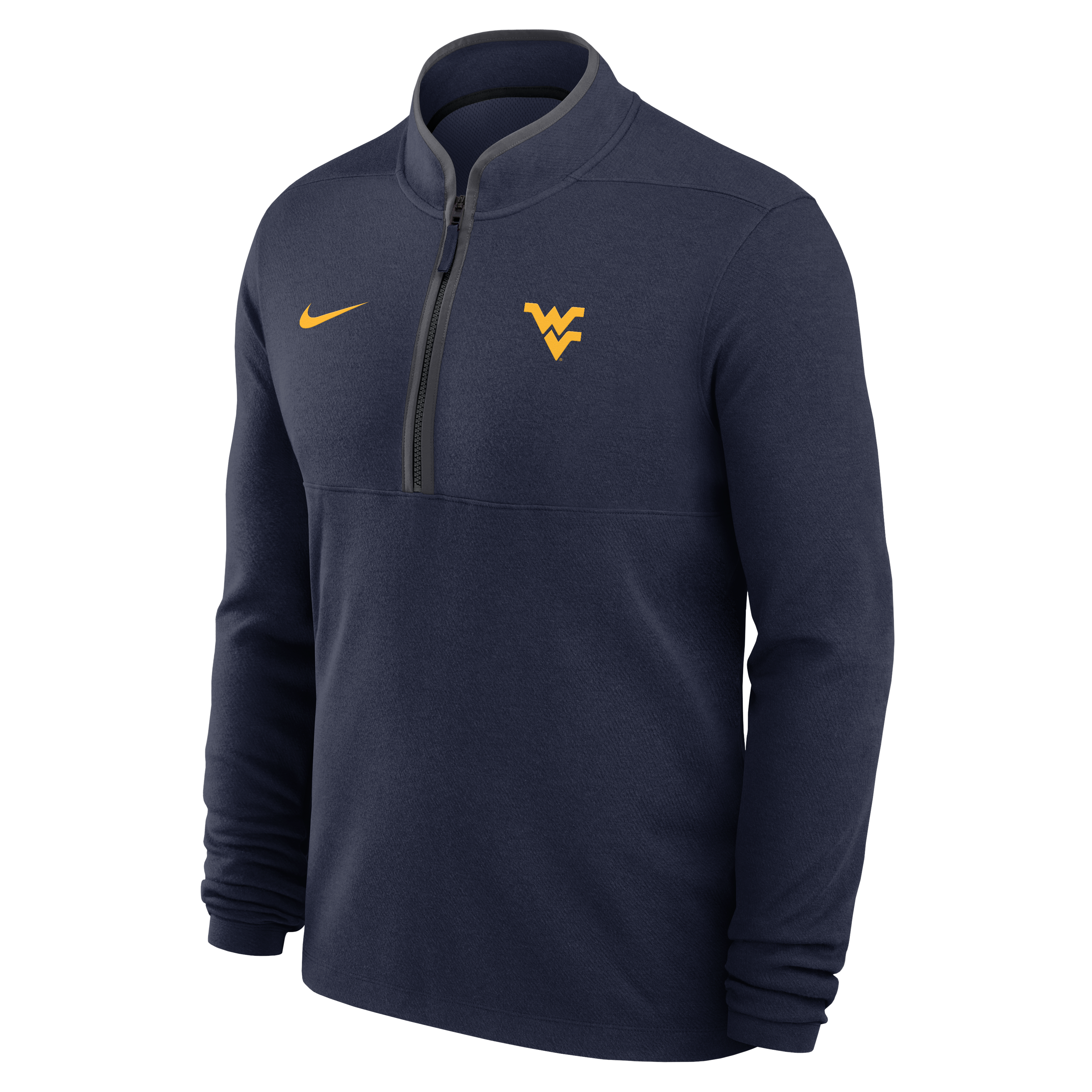 Pull-over Nike Dri-FIT Victory demi-zip bleu marine pour homme, West Virginia Mountaineers