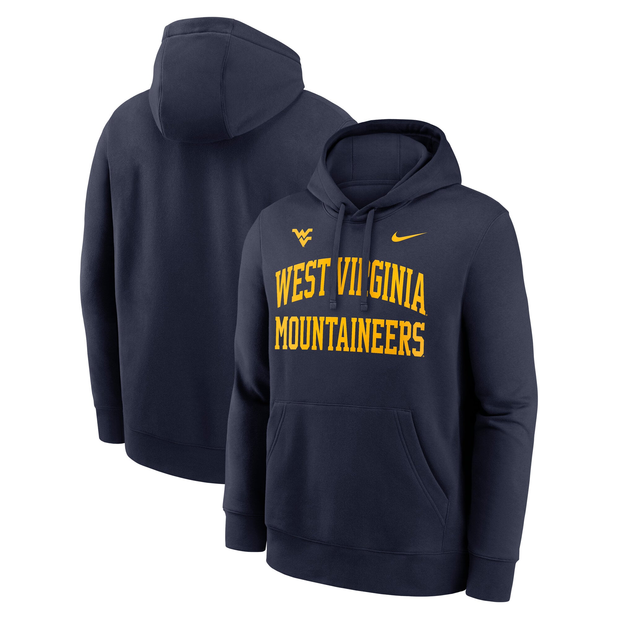 Men's Nike Navy West Virginia Mountaineers Primetime Arched Club Fleece Pullover Hoodie