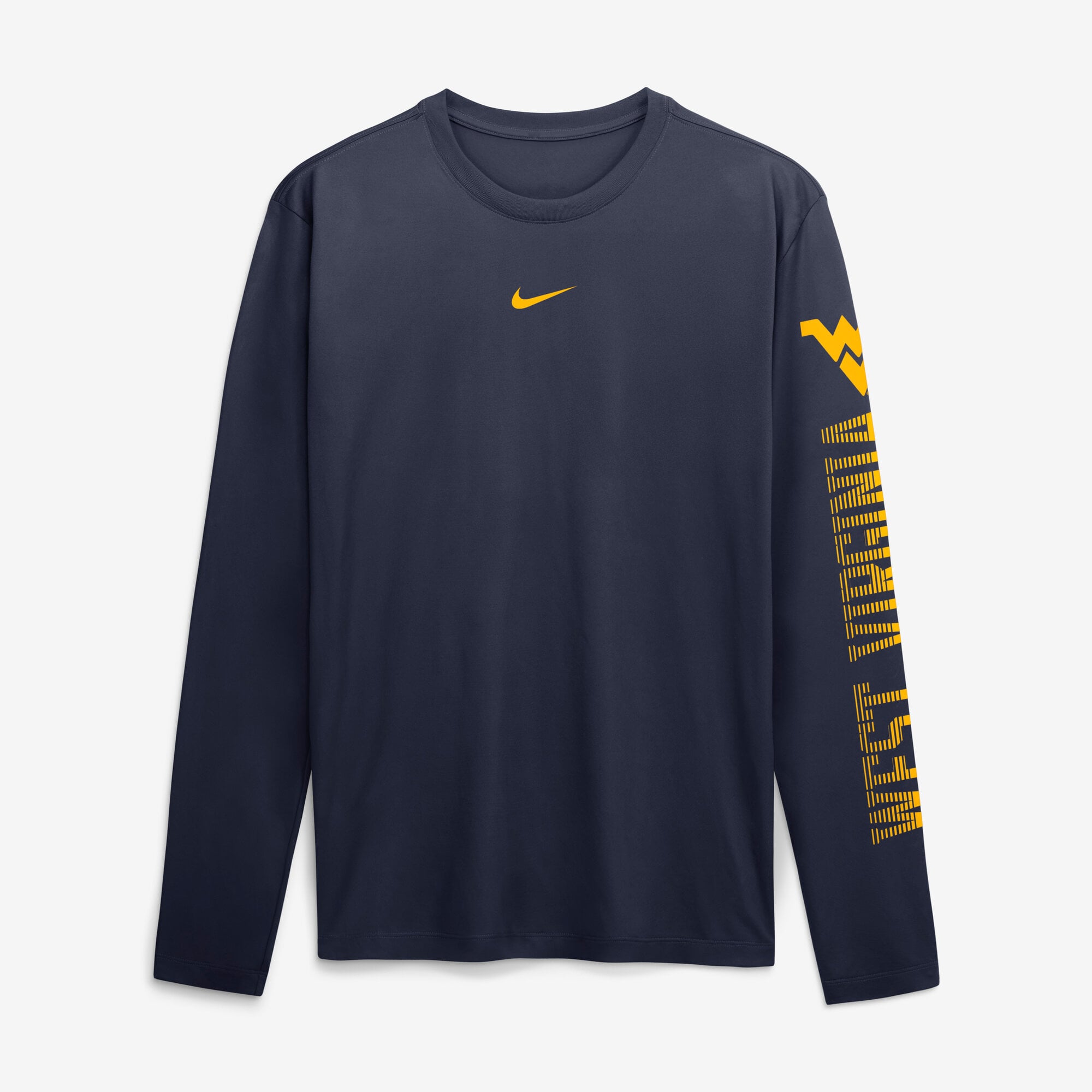 Men's Nike Navy West Virginia Mountaineers Primetime Logo Sleeve Legend Dri-FIT Long T-Shirt