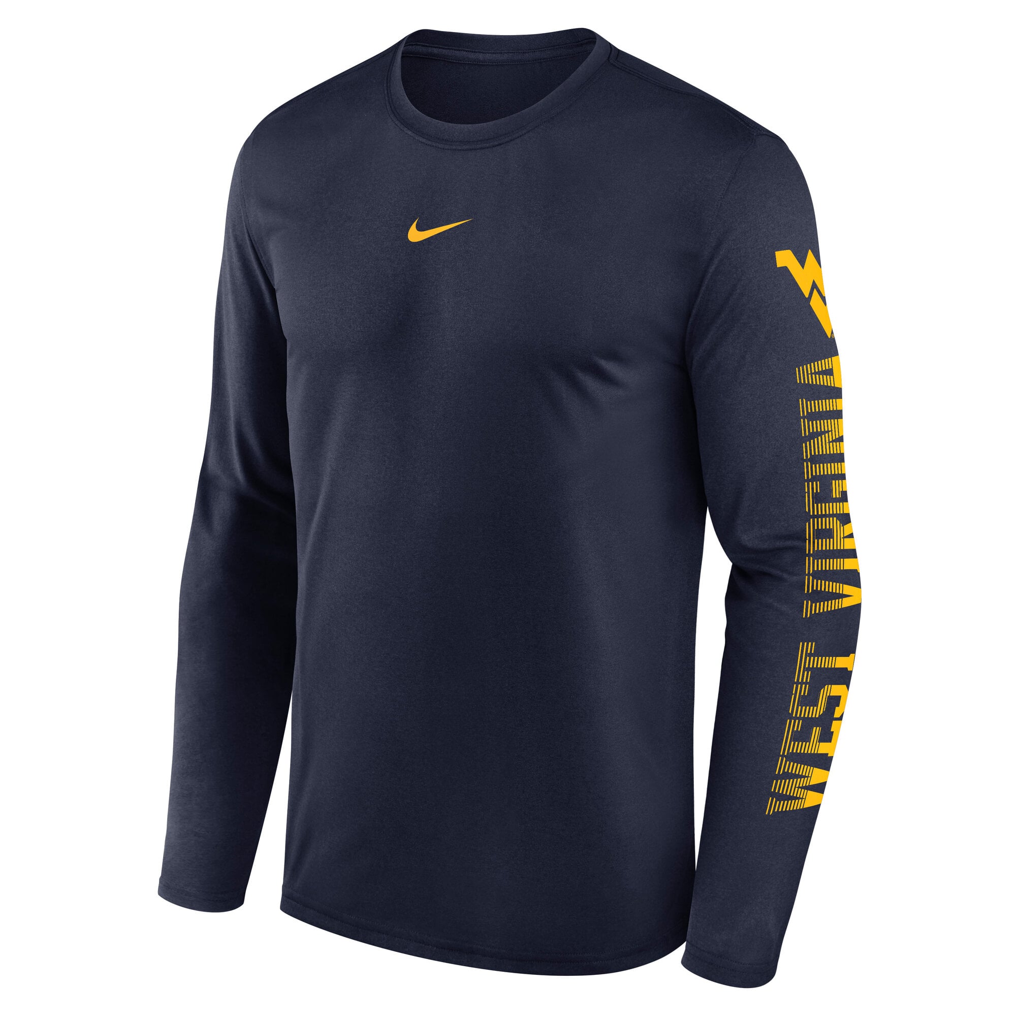 Men's Nike Navy West Virginia Mountaineers Primetime Logo Sleeve Legend Dri-FIT Long T-Shirt