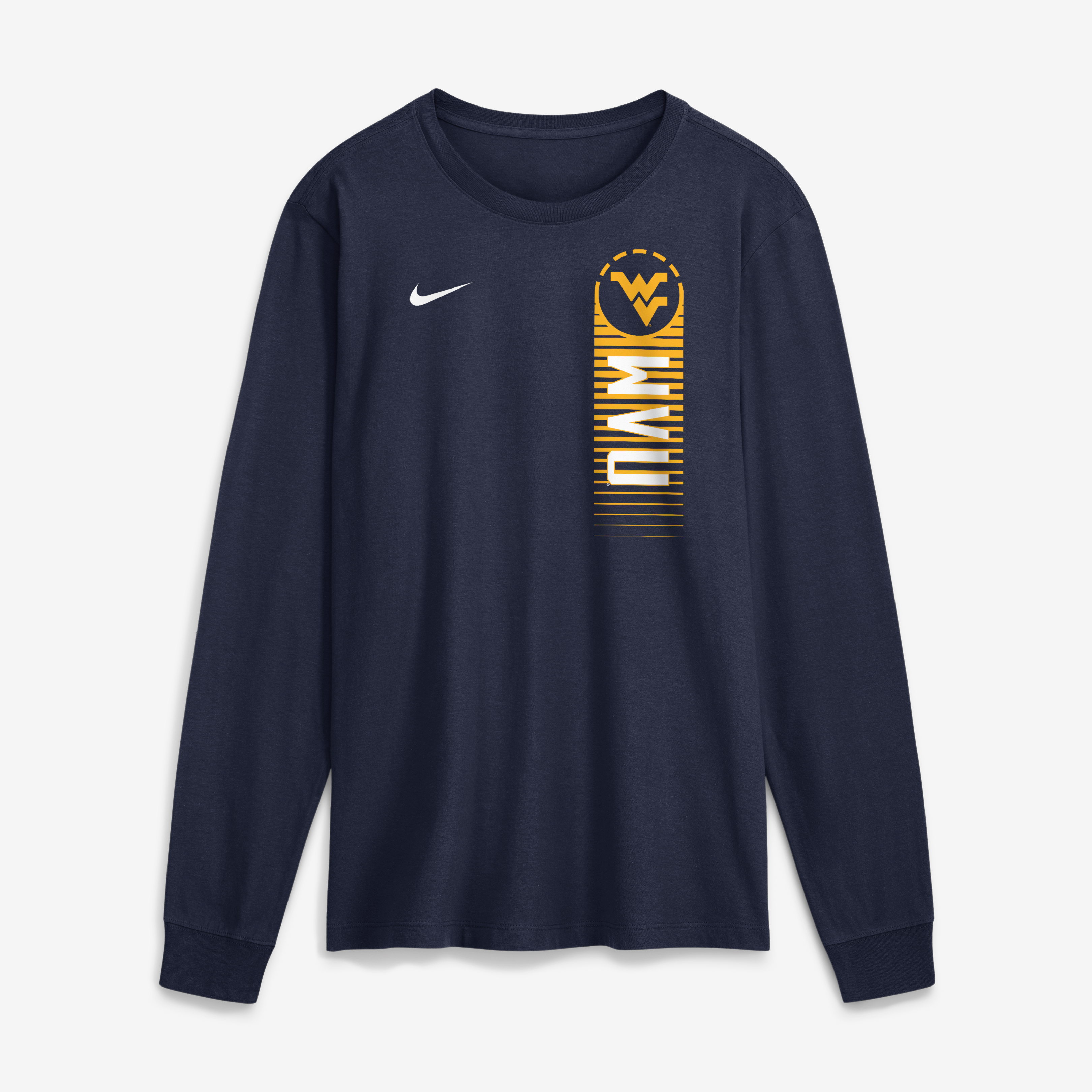 T-shirt à manches longues Nike Primetime pour homme, bleu marine, West Virginia Mountaineers