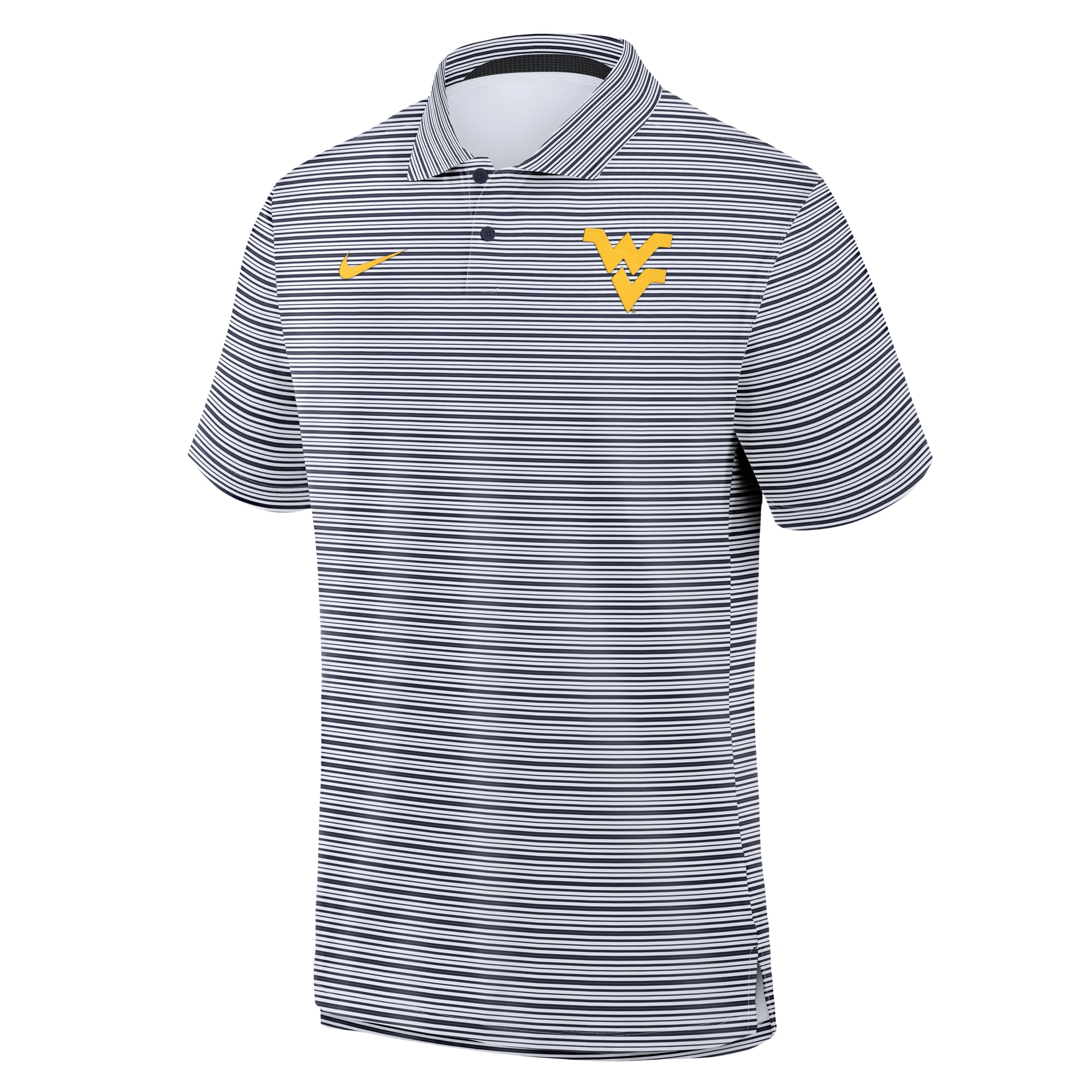 Polo rayé Dri-FIT Primetime Vapor bleu marine Nike pour homme, West Virginia Mountaineers