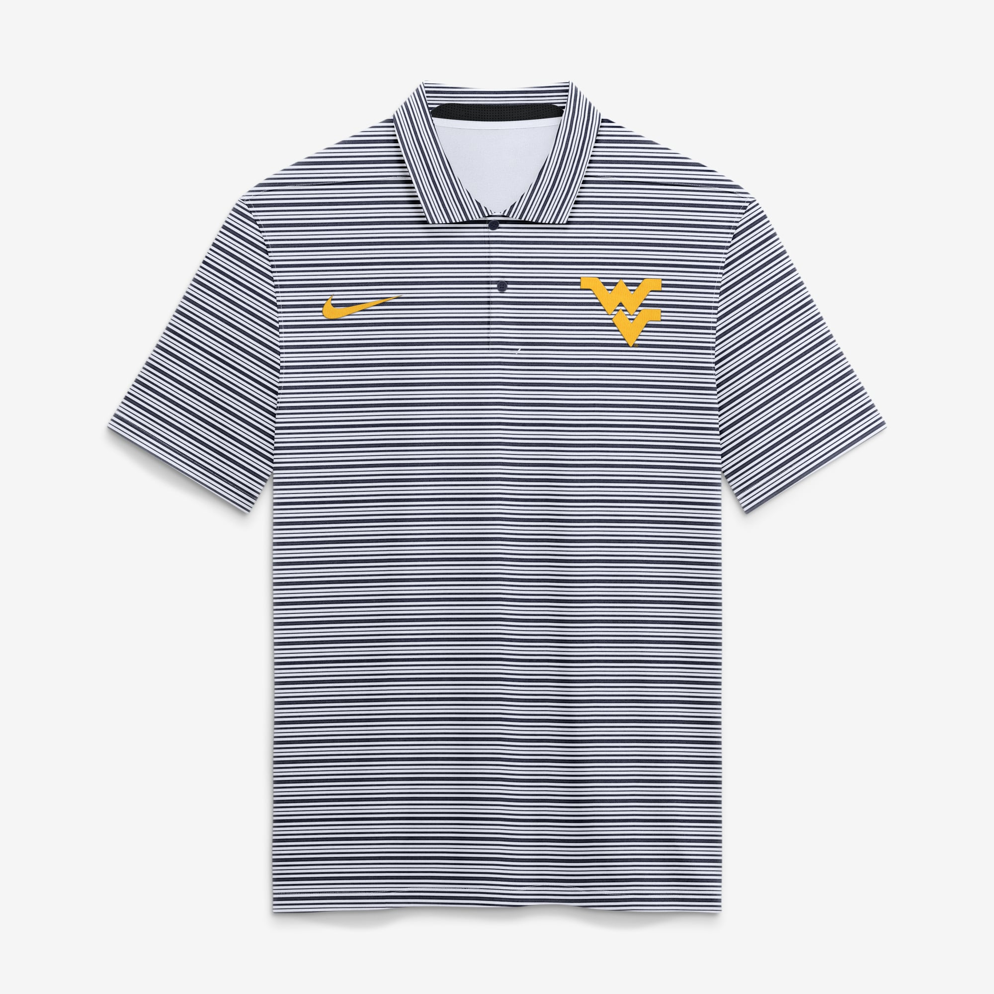 Polo rayé Dri-FIT Primetime Vapor bleu marine Nike pour homme, West Virginia Mountaineers