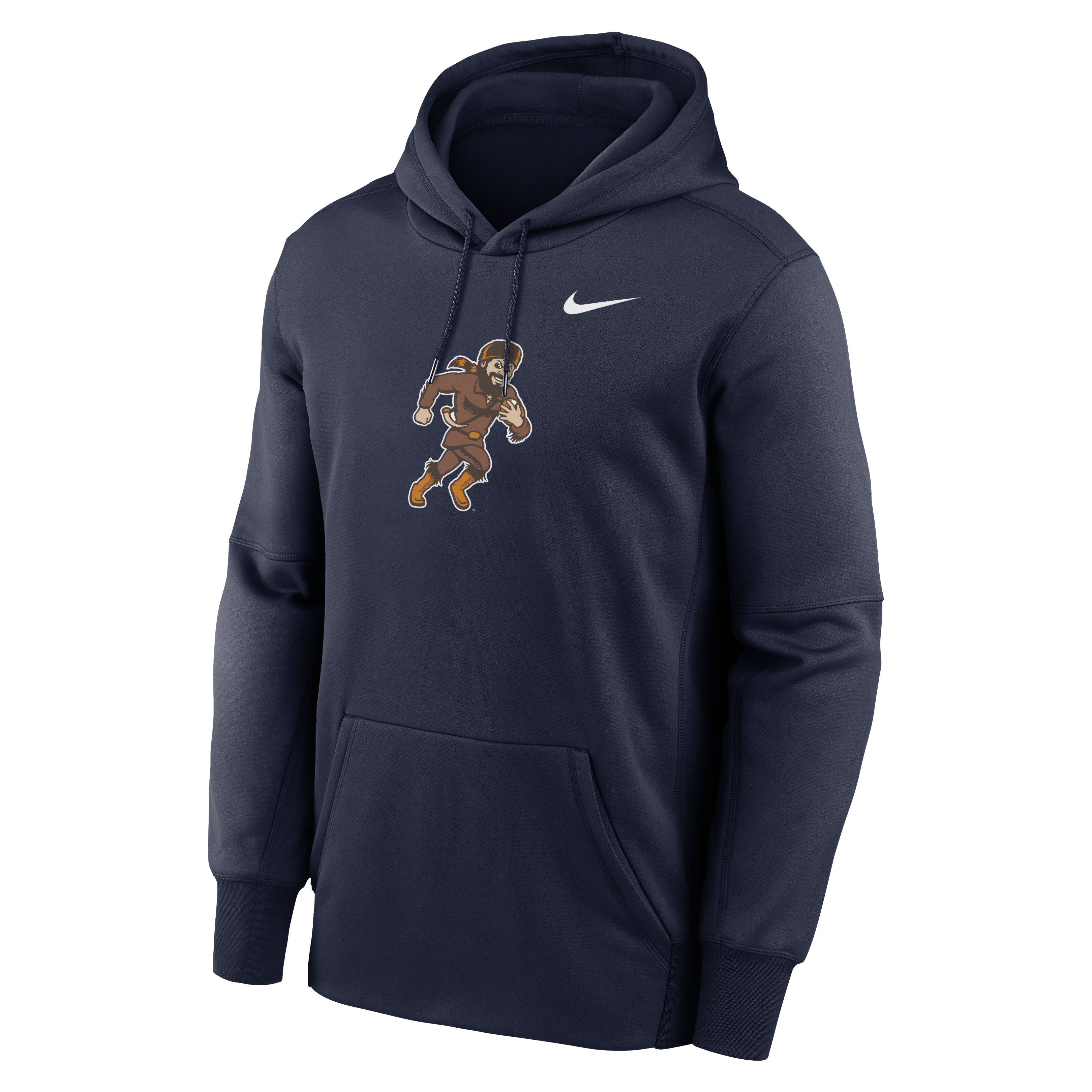 Men's Nike Navy West Virginia Mountaineers Rushing Mascot Therma-FIT Hoodie