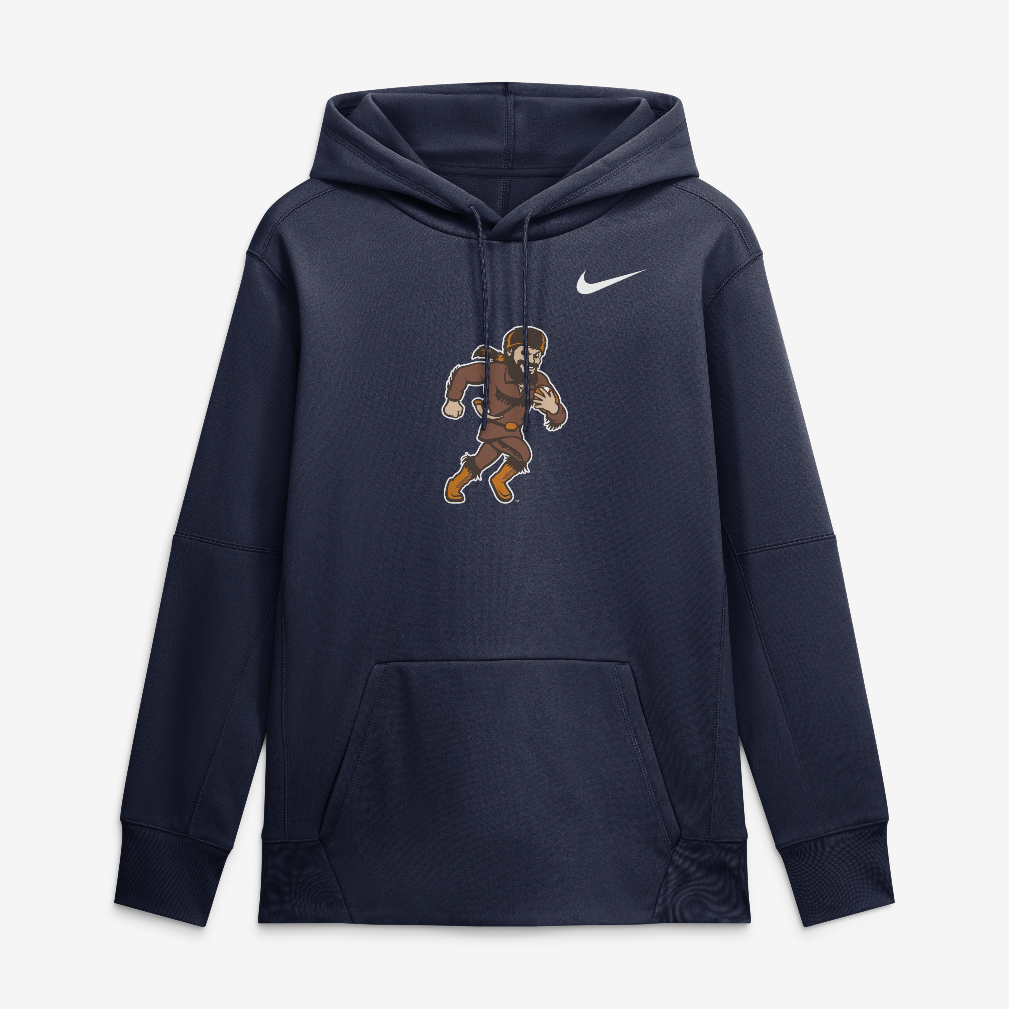Men's Nike Navy West Virginia Mountaineers Rushing Mascot Therma-FIT Hoodie