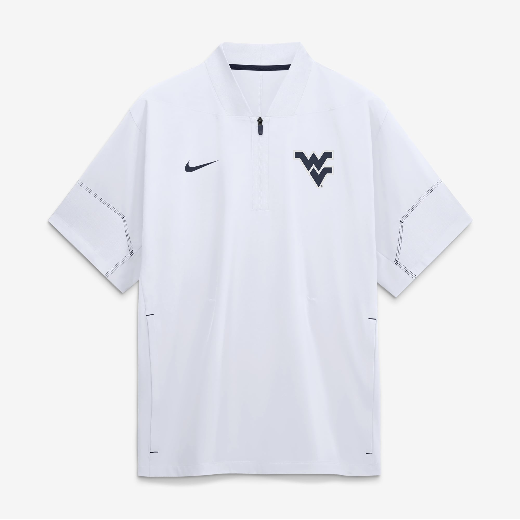 Men's Nike White West Virginia Mountaineers 2026 Sideline Short Sleeve Quarter-Zip Coaches Jacket