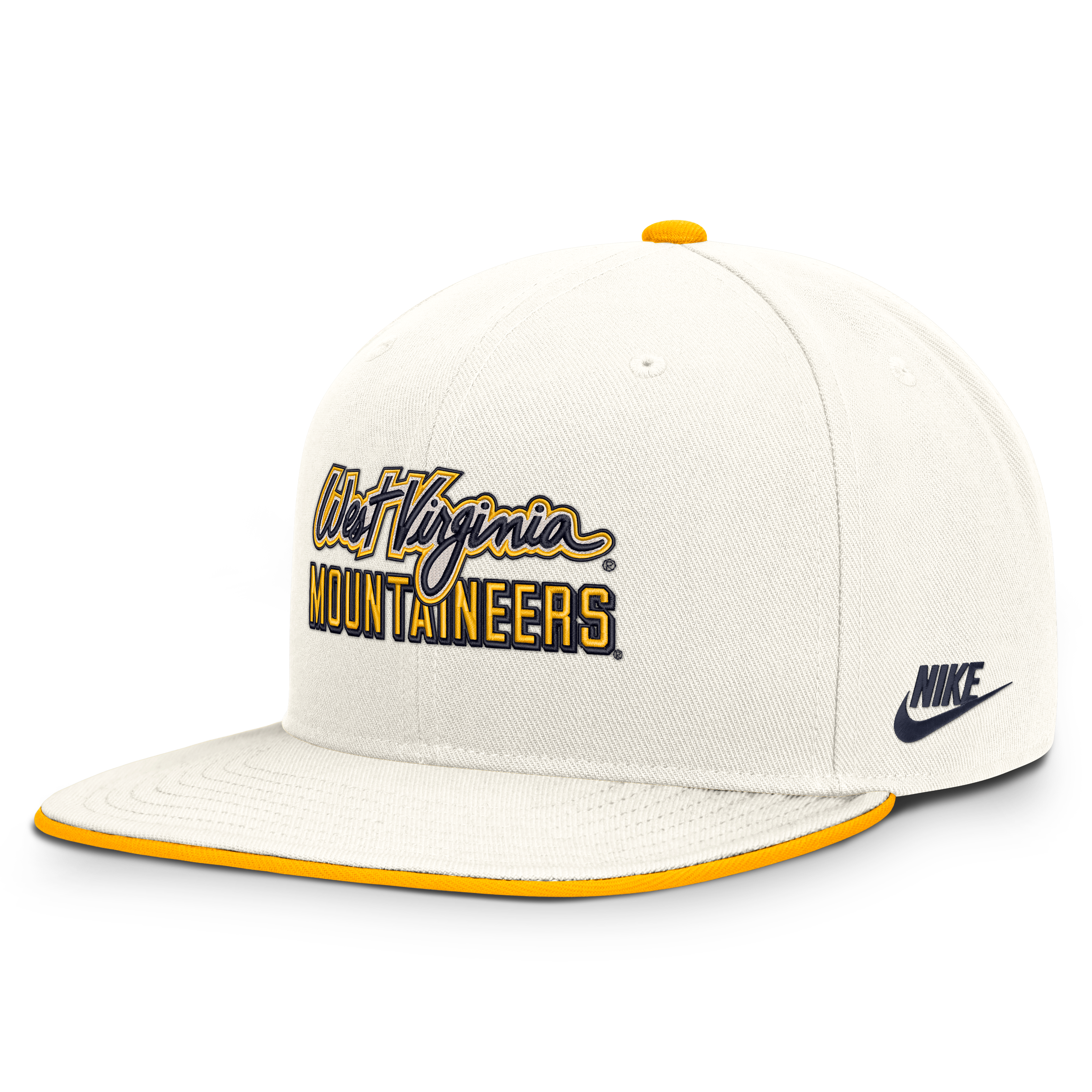 Casquette snapback Nike Pro blanche West Virginia Mountaineers Legacy Letter & Mascot pour homme