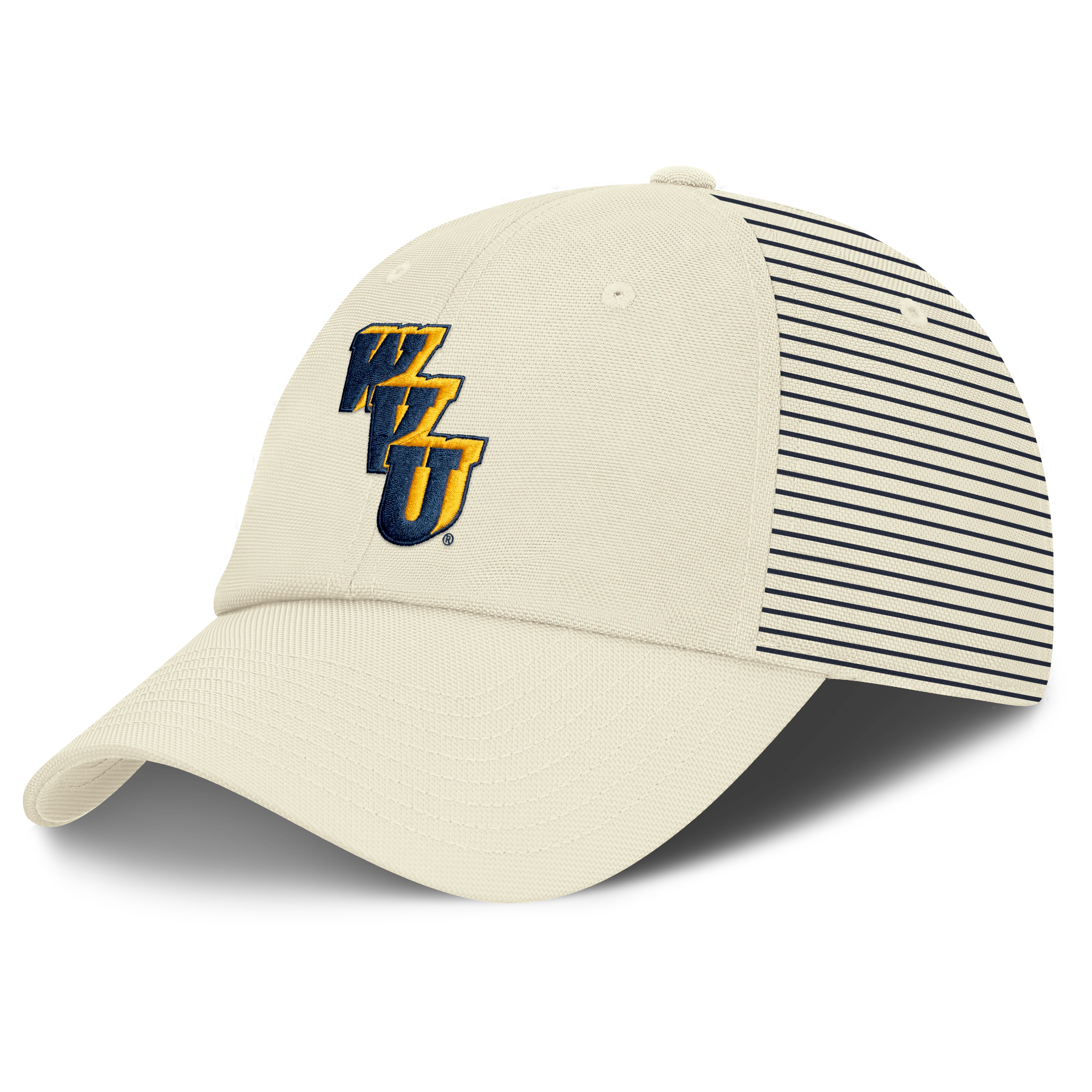 Casquette Nike pour homme, blanche, logo Vault des West Virginia Mountaineers, rayée, Club Dri-FIT, ajustable