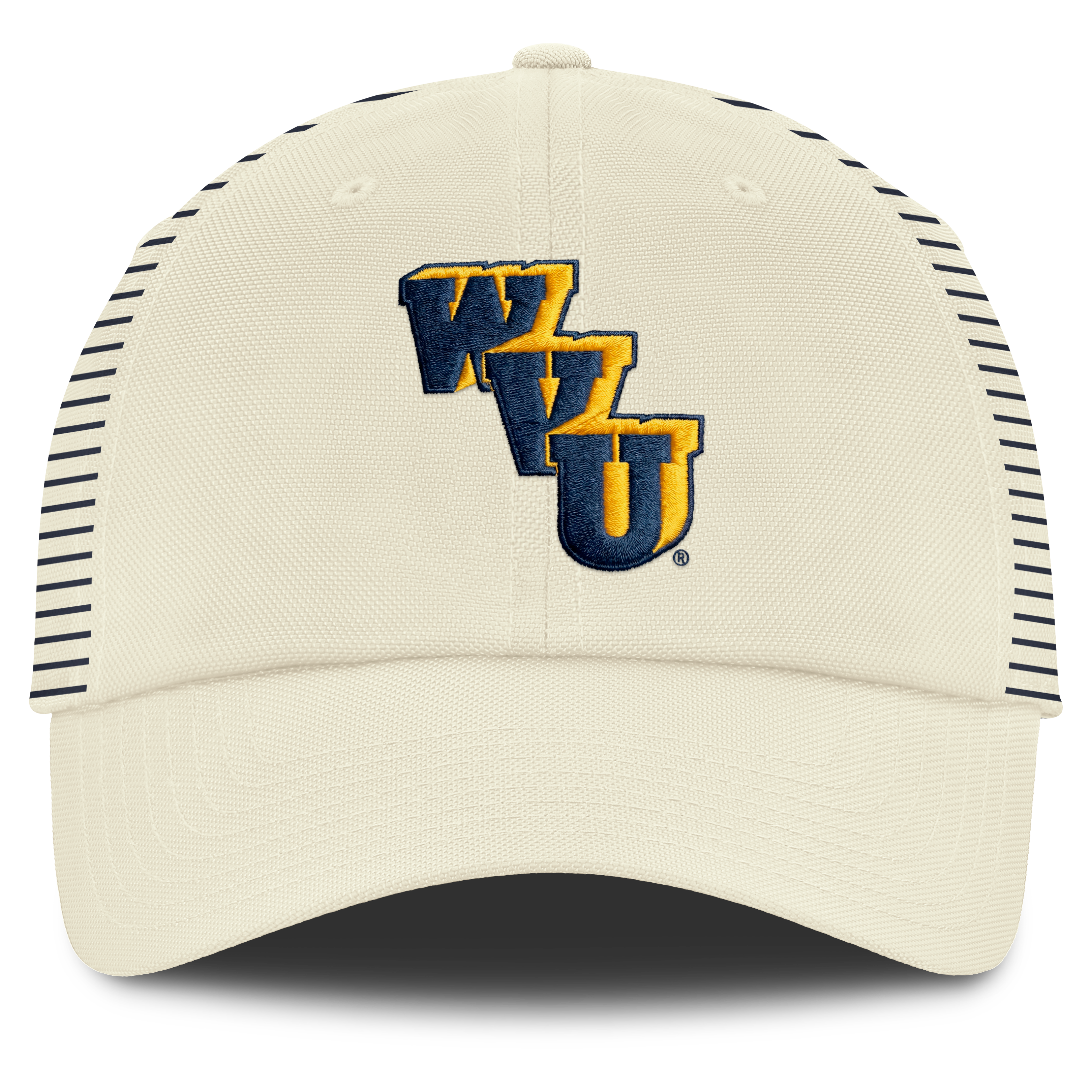 Casquette Nike pour homme, blanche, logo Vault des West Virginia Mountaineers, rayée, Club Dri-FIT, ajustable