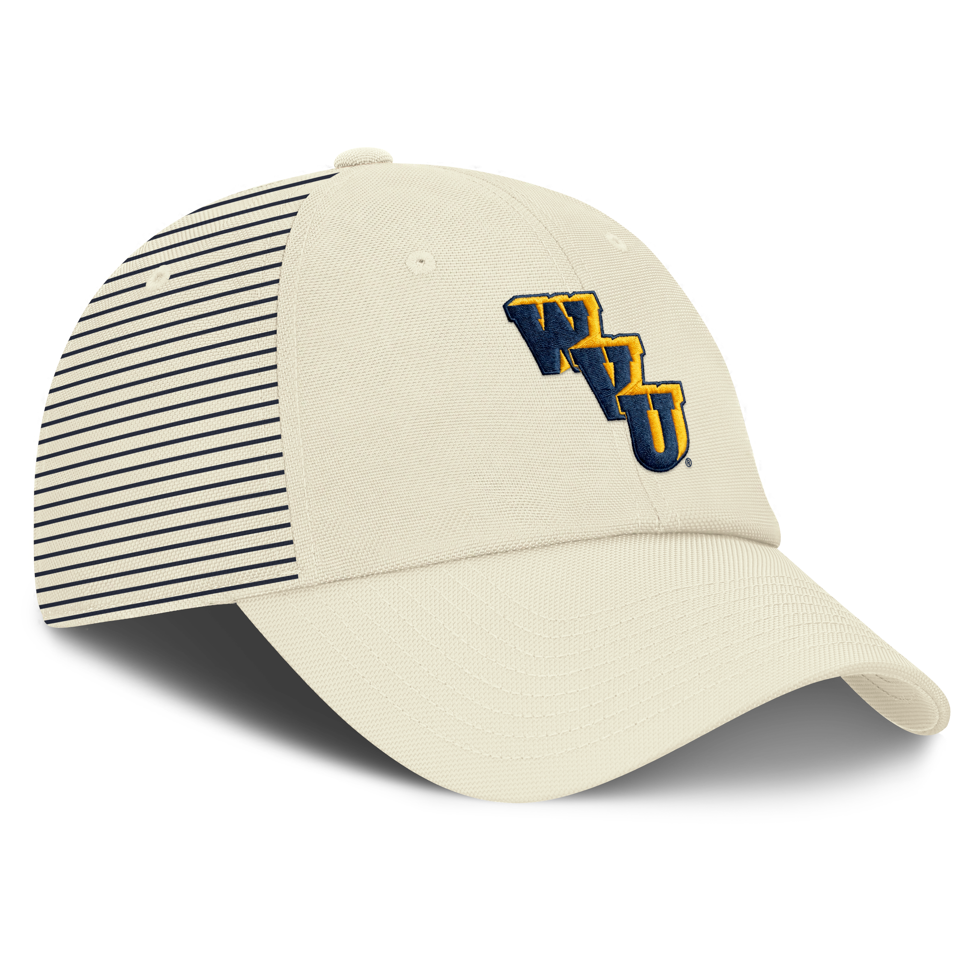 Casquette Nike pour homme, blanche, logo Vault des West Virginia Mountaineers, rayée, Club Dri-FIT, ajustable