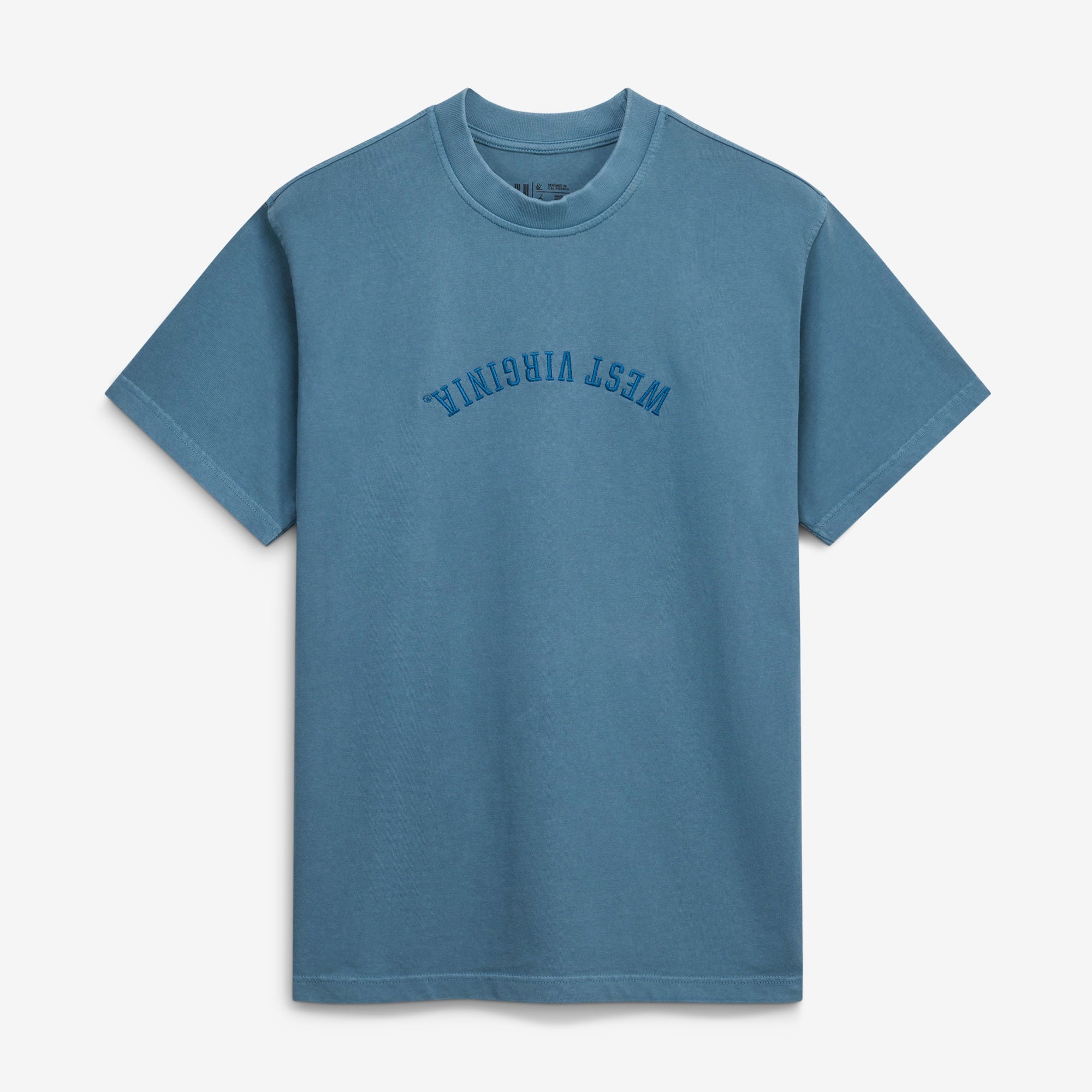 T-shirt vintage épais bleu clair Uscape Apparel West Virginia Mountaineers, brodé à l'envers