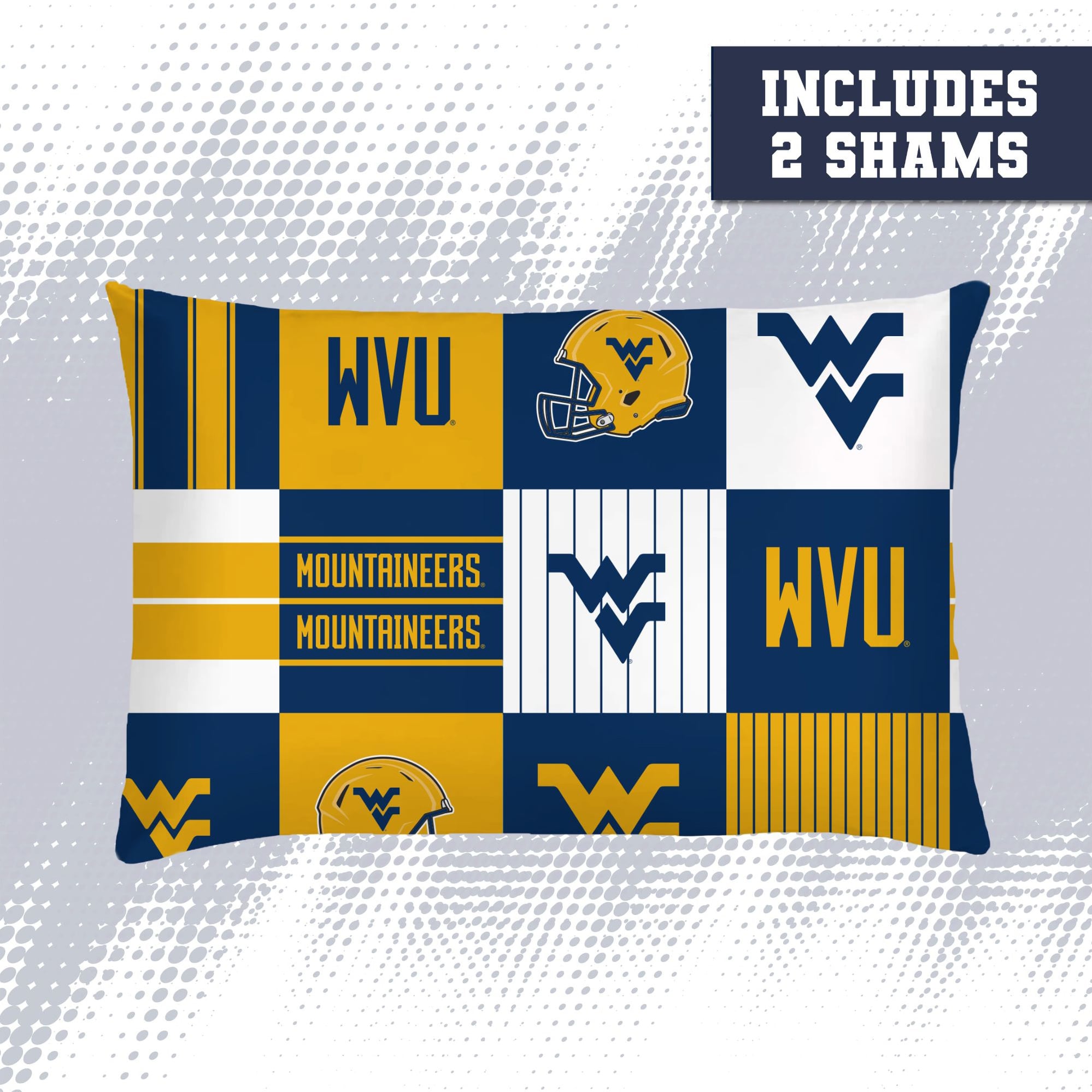 Ensemble de literie trois pièces Pegasus West Virginia Mountaineers Patchwork Plaid pour lit double/queen
