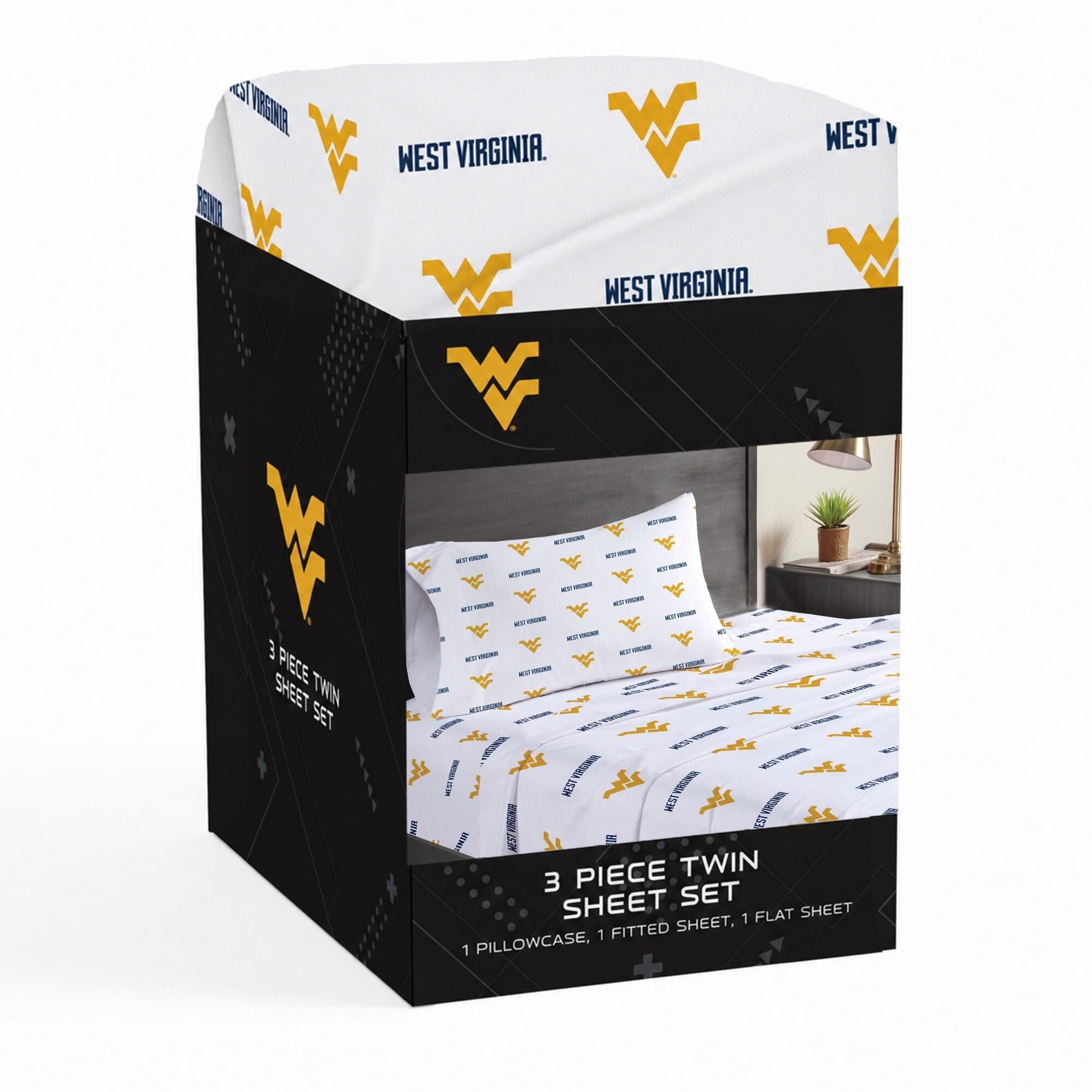 Pegasus West Virginia Mountaineers Three-Piece Twin Sheet Set