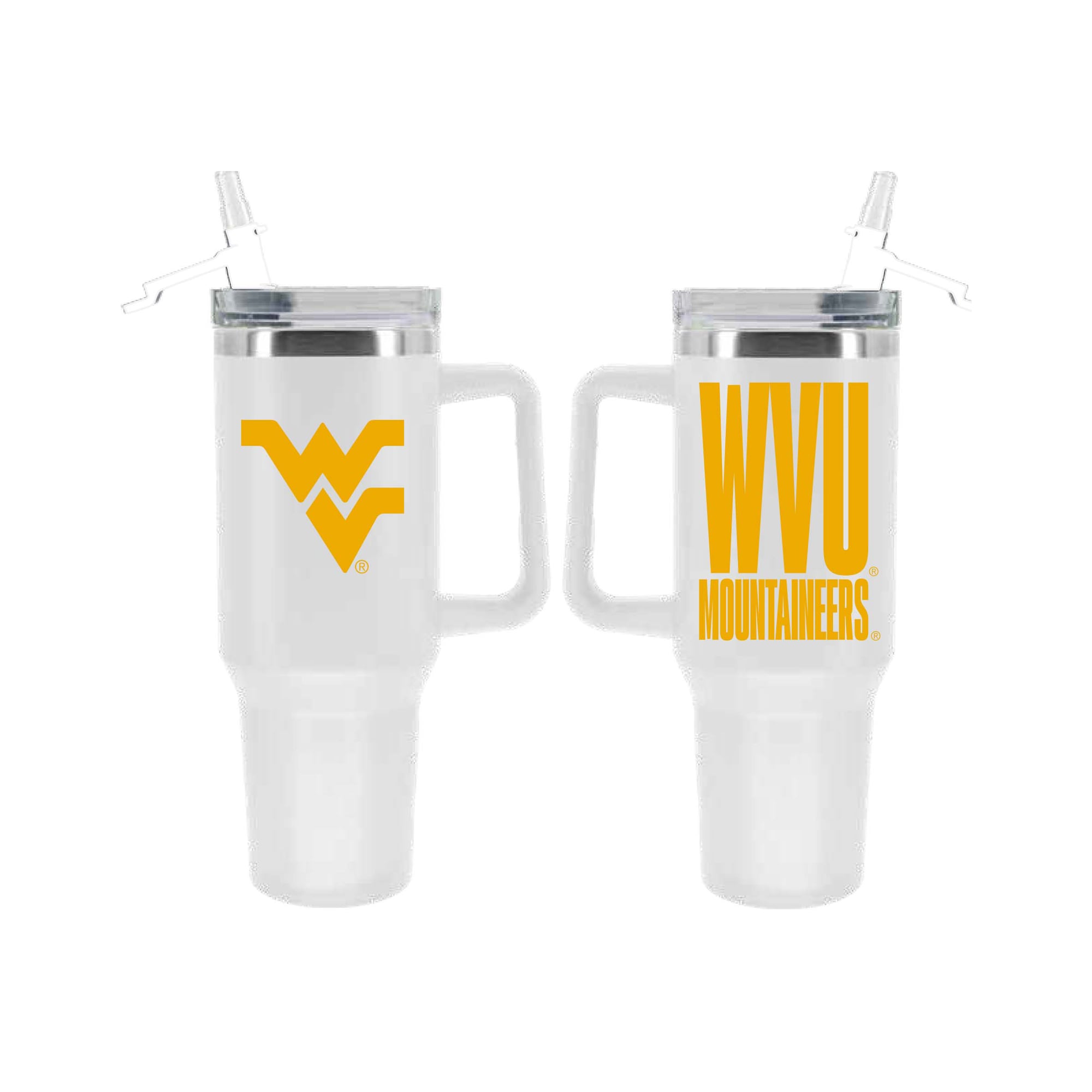 Gobelet isotherme en acier inoxydable The Memory Company West Virginia Mountaineers de 1,2 L avec paille rabattable