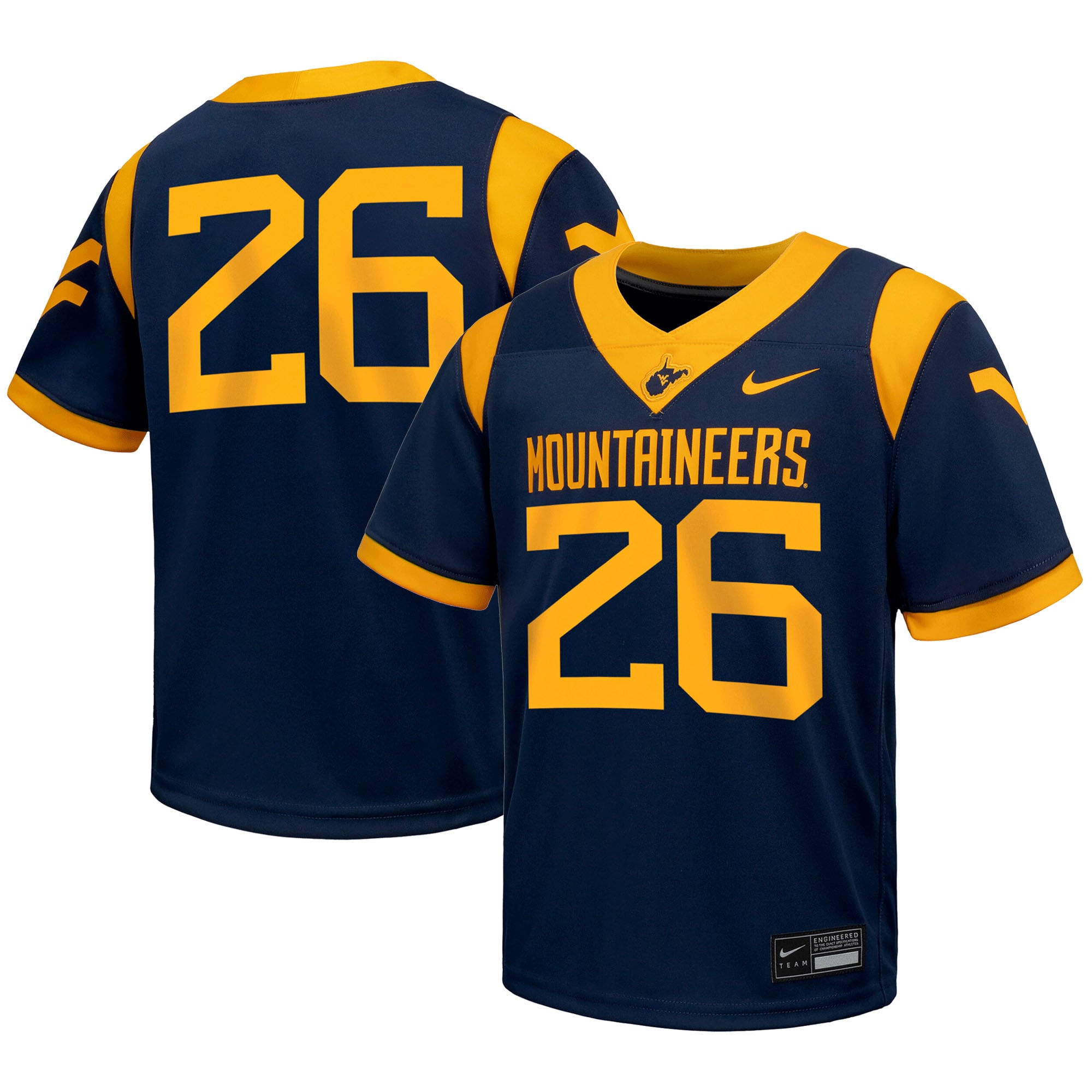Maillot de football réplique Nike bleu marine pour tout-petit des Mountaineers Virginie-Occidentale, modèle West Virginia