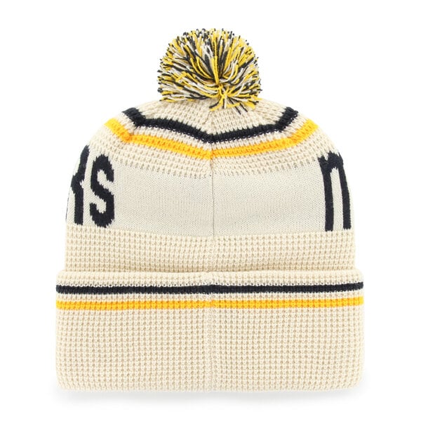 Bonnet unisexe '47 crème West Virginia Mountaineers en maille gaufrée à revers avec pompon