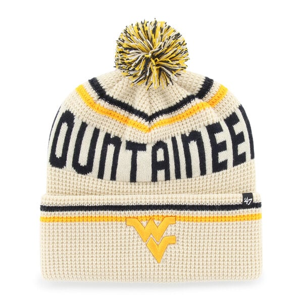 Bonnet unisexe '47 crème West Virginia Mountaineers en maille gaufrée à revers avec pompon