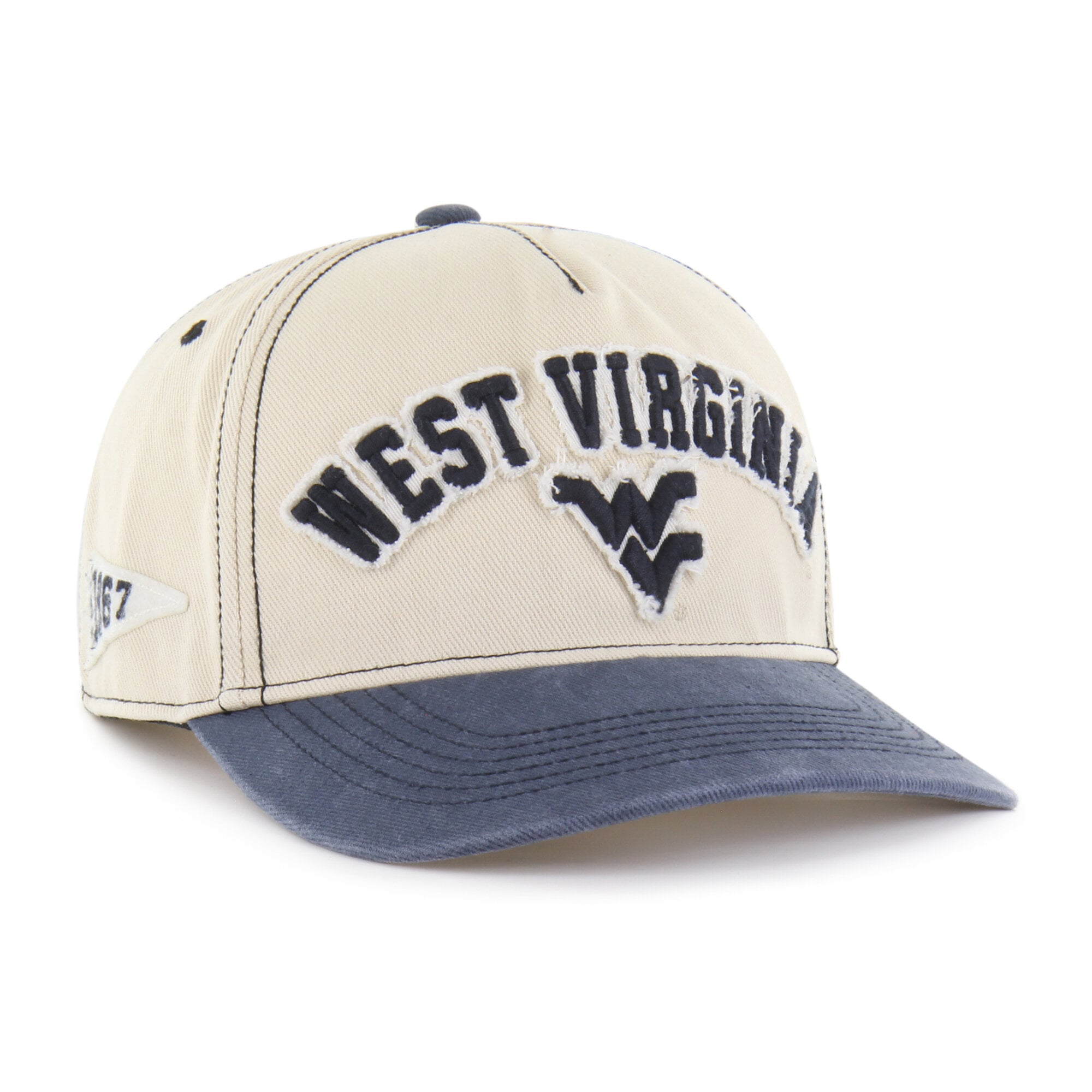 Chapeau unisexe '47 Tan/Navy West Virginia Mountaineers Well-Worn Calderwood Hitch ajustable