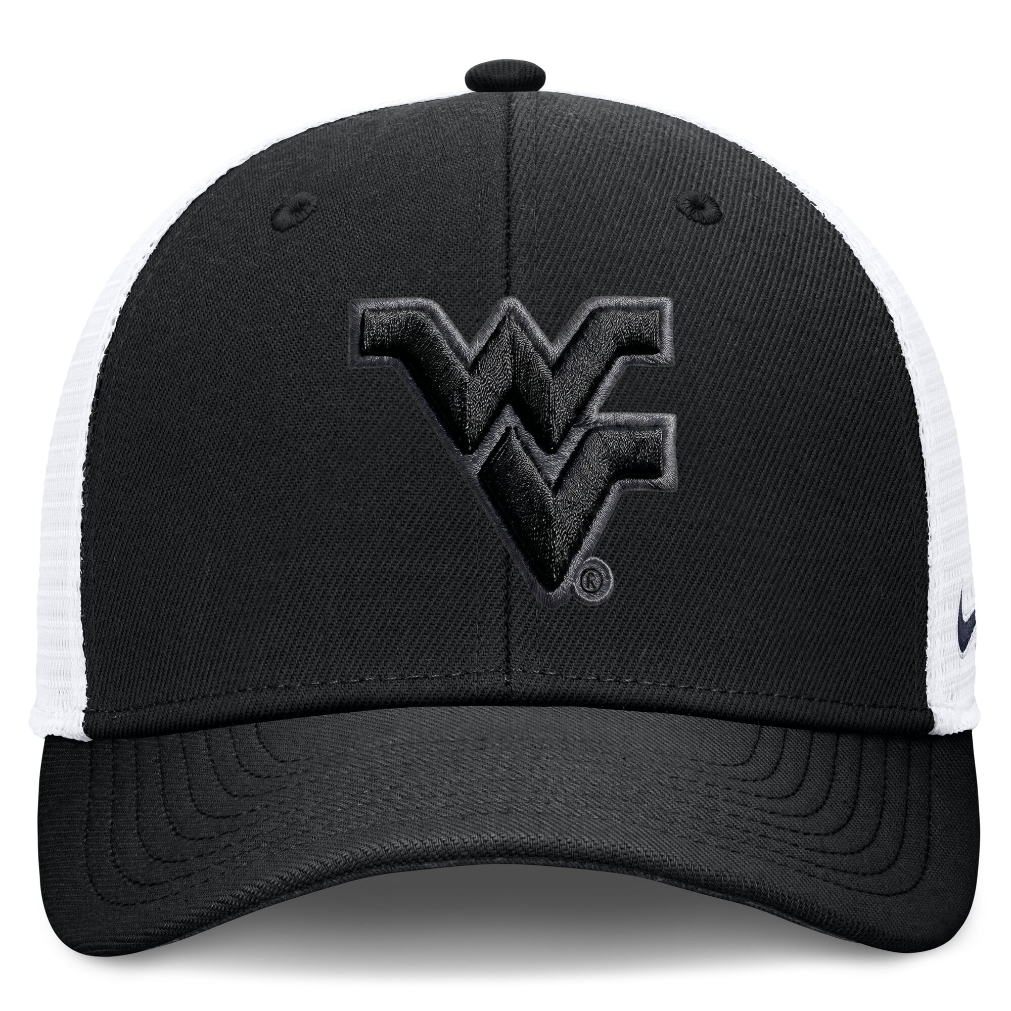 Casquette trucker unisexe Nike West Virginia Mountaineers noire ton sur ton Dri-FIT Rise ajustable
