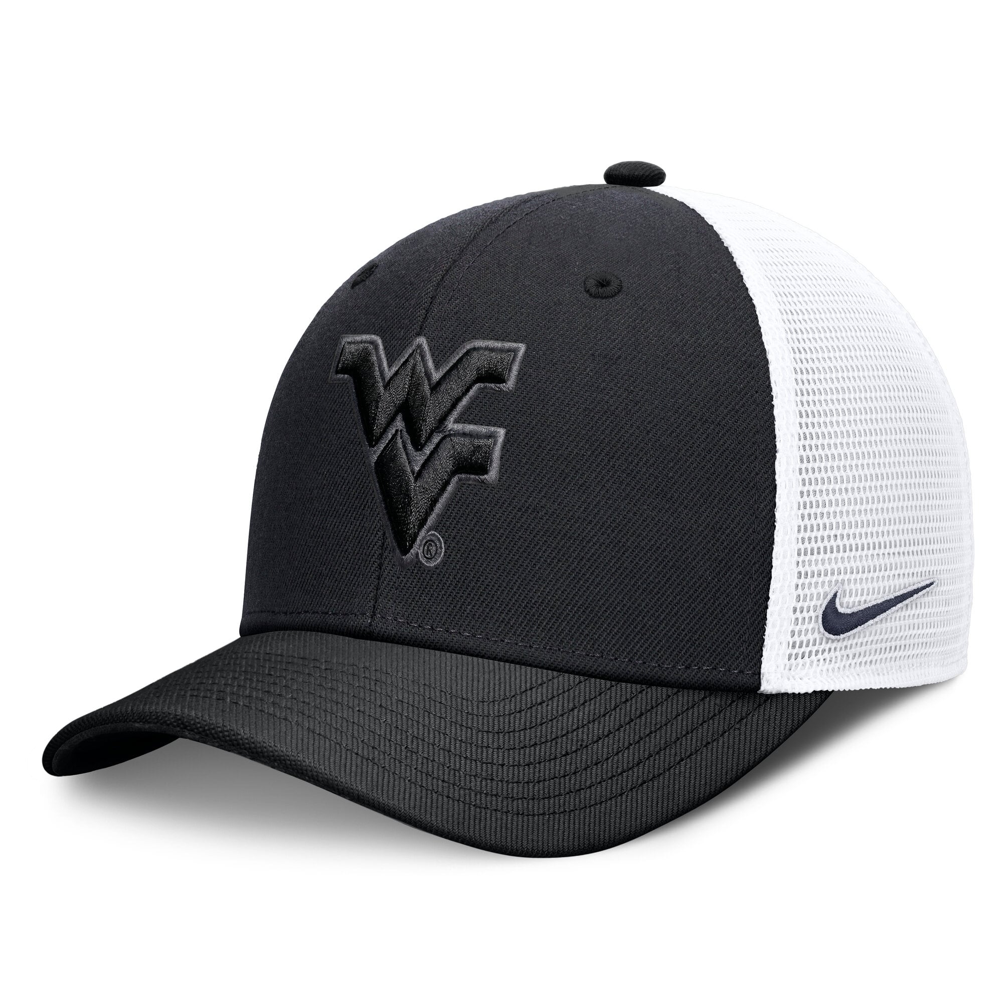 Casquette trucker unisexe Nike West Virginia Mountaineers noire ton sur ton Dri-FIT Rise ajustable