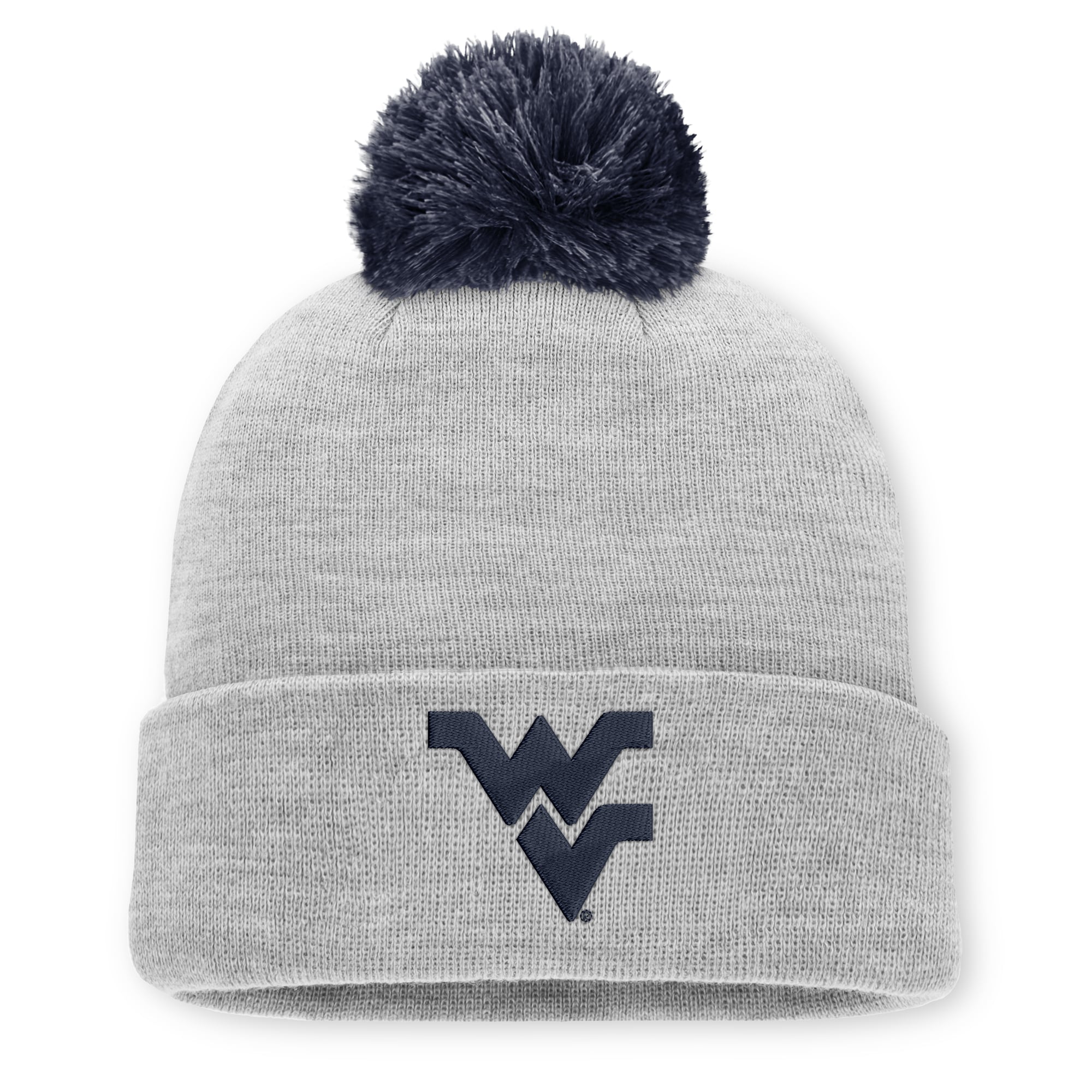 Bonnet unisexe Nike gris chiné West Virginia Mountaineers Primetime Script à revers et pompon