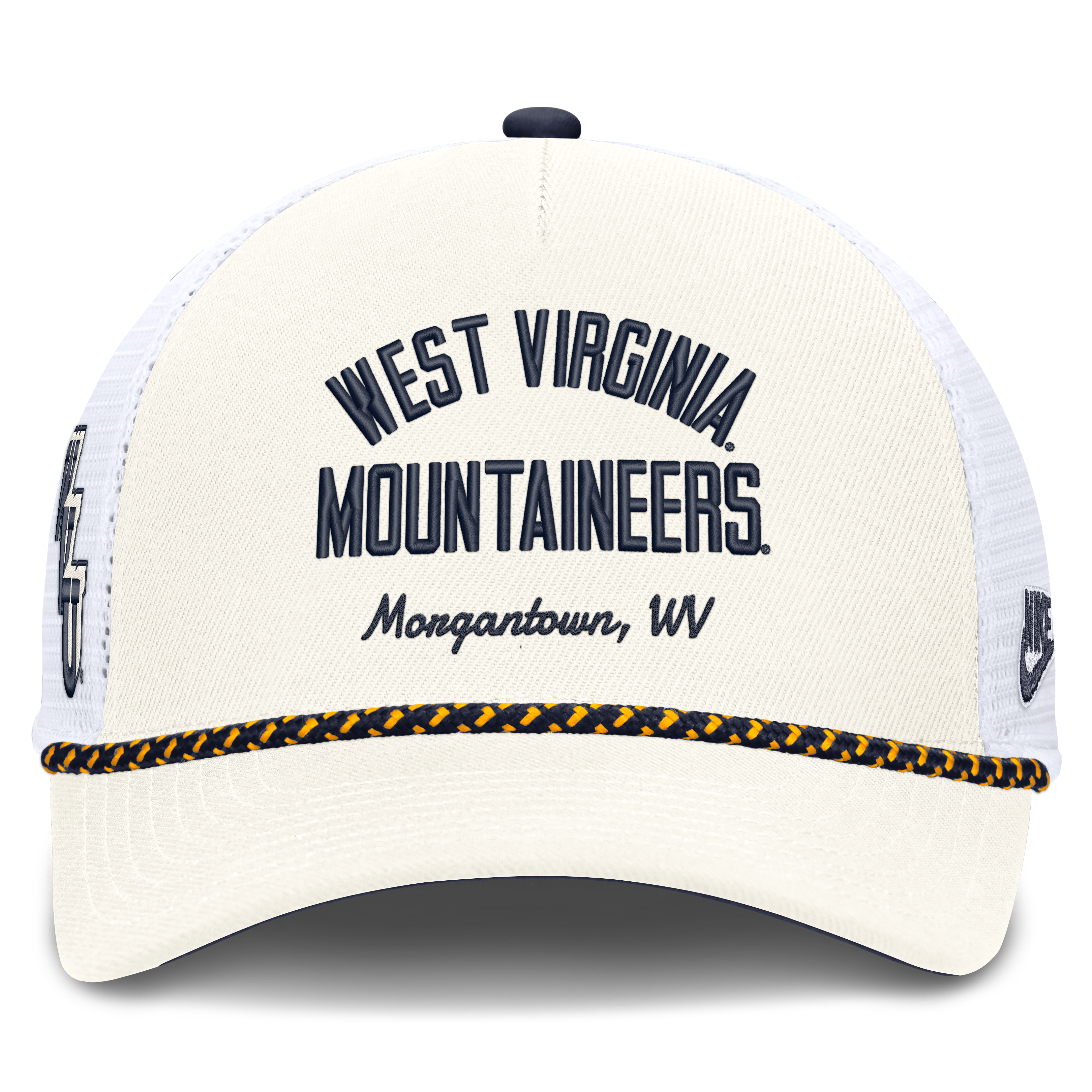 Casquette unisexe Nike blanche West Virginia Mountaineers Mascot Rope Trucker ajustable