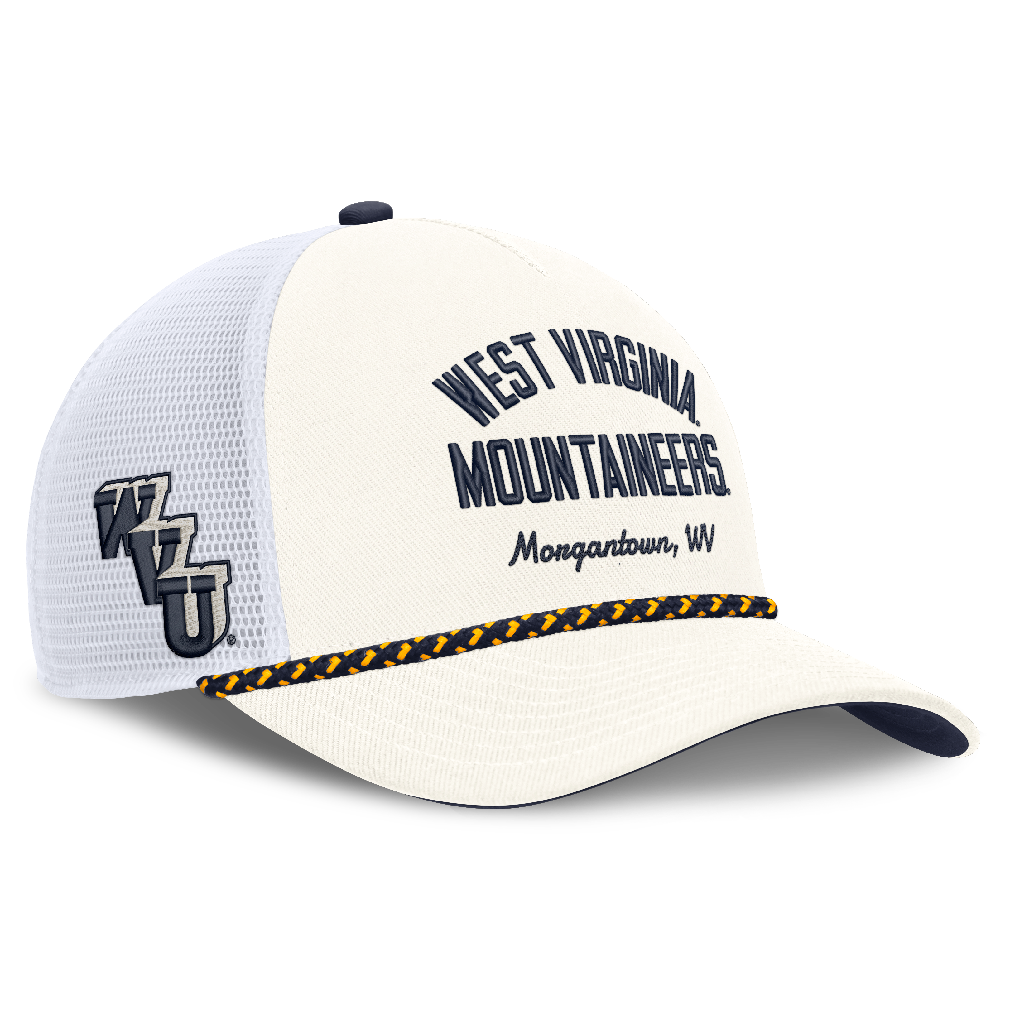 Casquette unisexe Nike blanche West Virginia Mountaineers Mascot Rope Trucker ajustable