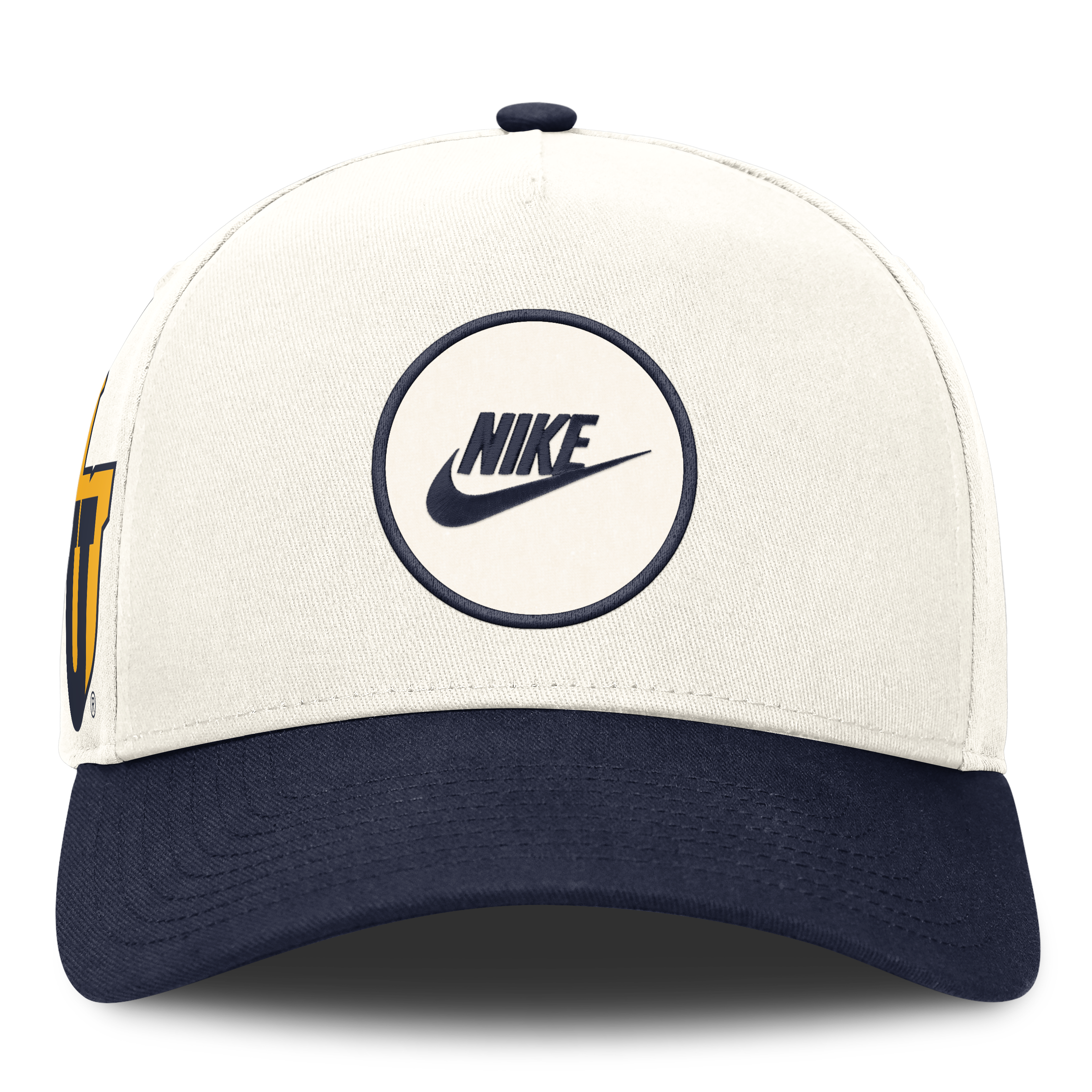 Casquette unisexe Nike blanche/marine West Virginia Mountaineers Rise avec logo latéral et technologie Dri-FIT ajustable