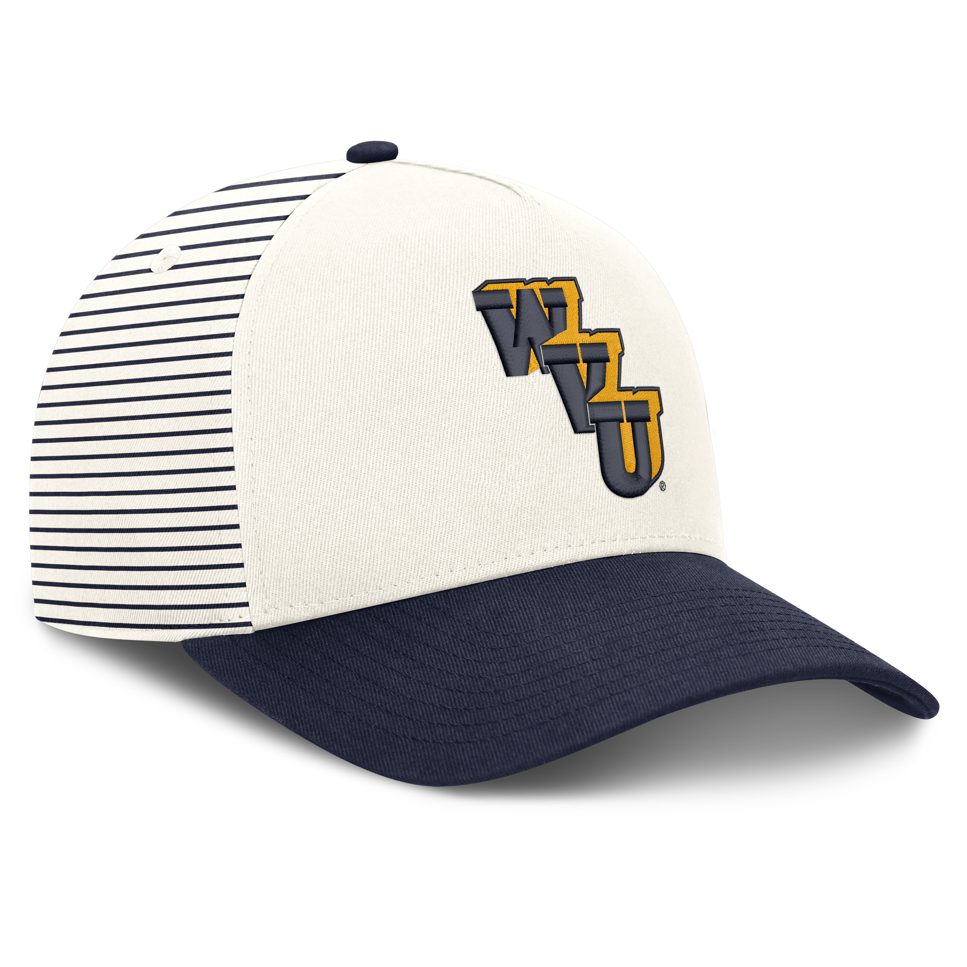 Casquette unisexe Nike blanche/marine West Virginia Mountaineers Vault à rayures et taille ajustable