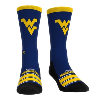  West Virginia Mountaineers Rock Em Unisex Gametime Stripe Crew Socks - Blue