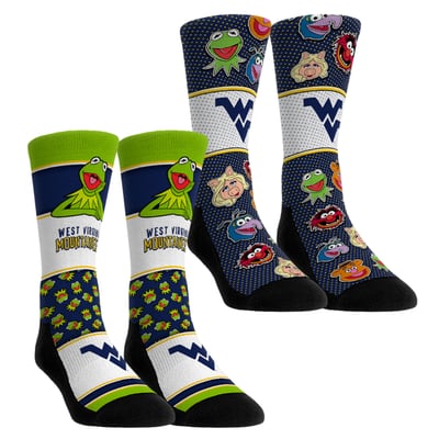 West Virginia Mountaineers Rock Em Unisex Muppets 2-Pack Crew Socks Set