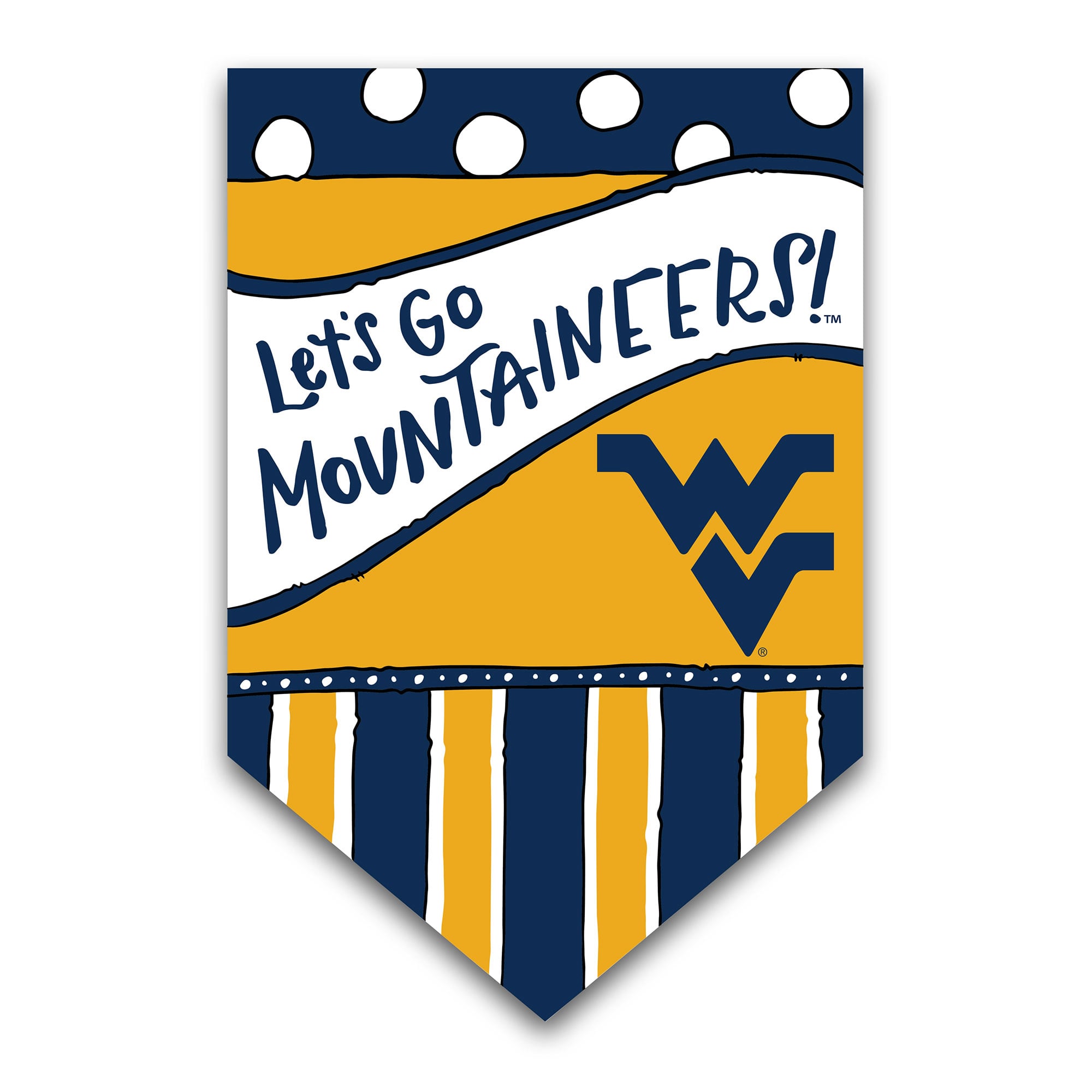 Drapeau double face West Virginia Mountaineers 12'' x 18'' à pois et rayures