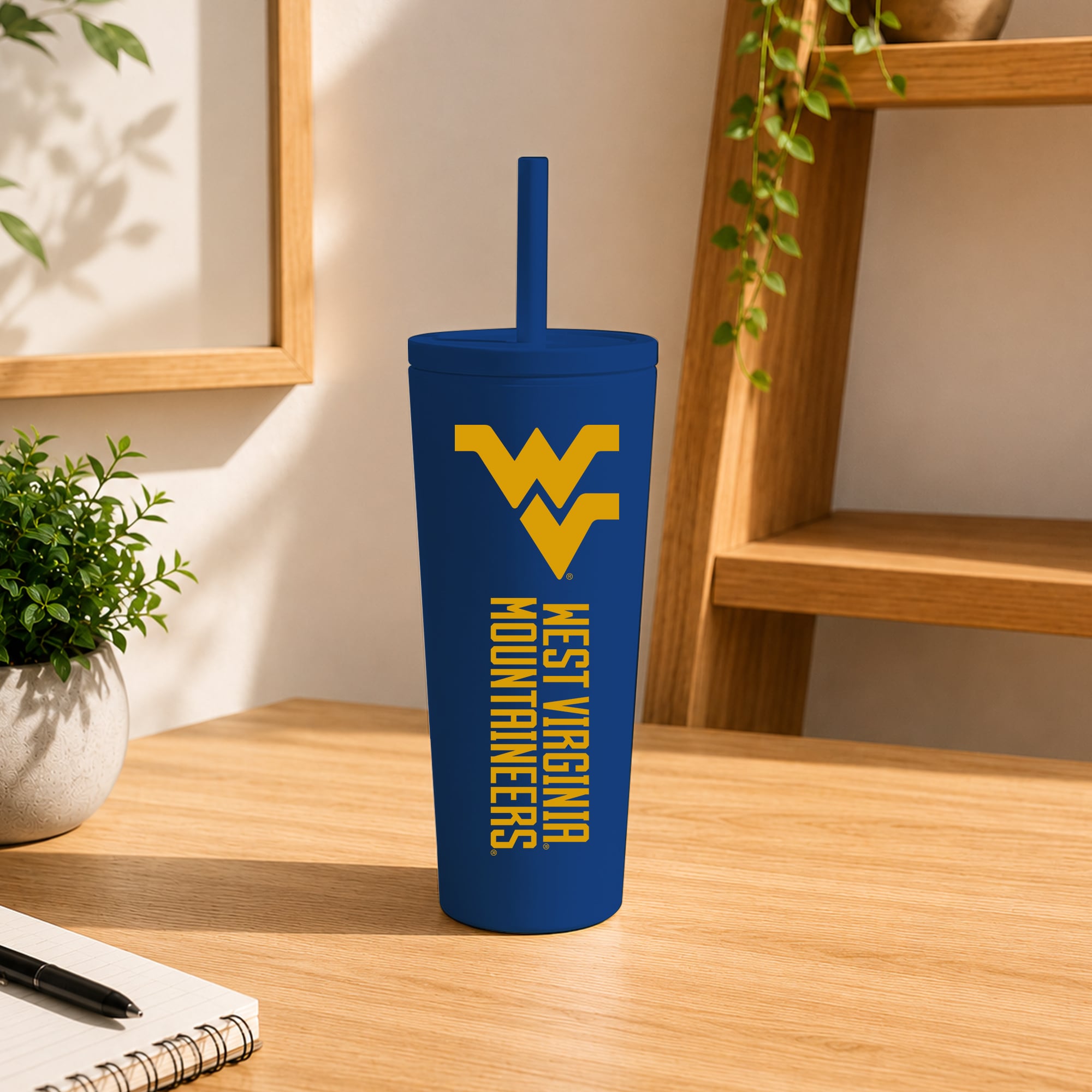 Gobelet isotherme à paille anti-déversement West Virginia Mountaineers de 710 ml (24 oz)
