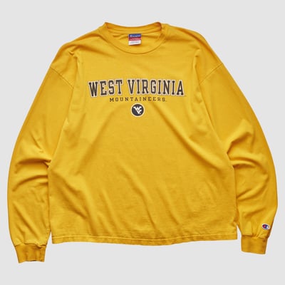 West Virginia Mountaineers Champion 2000s Long Sleeve T-shirt - Yellow - M by Fanatics Real Vintage
