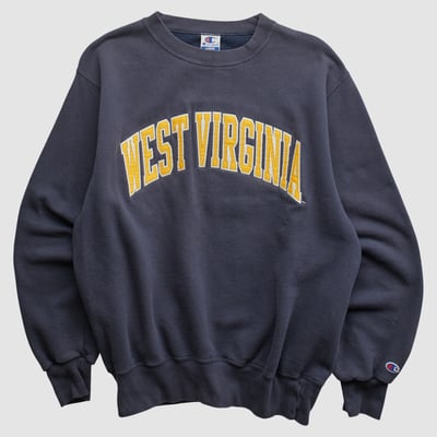 West Virginia Mountaineers Champion 90s Pullover Sweatshirt - Navy - L by Fanatics Real Vintage