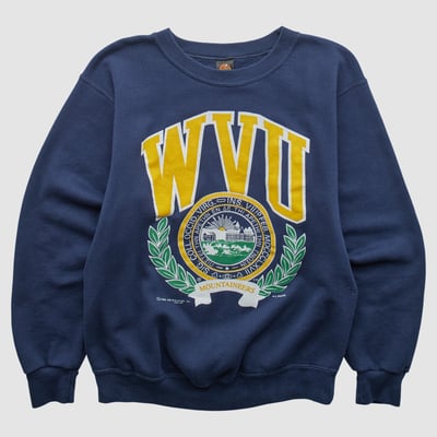 West Virginia Mountaineers PM Sports 90s Pullover Sweatshirt - Navy - XS by Fanatics Real Vintage