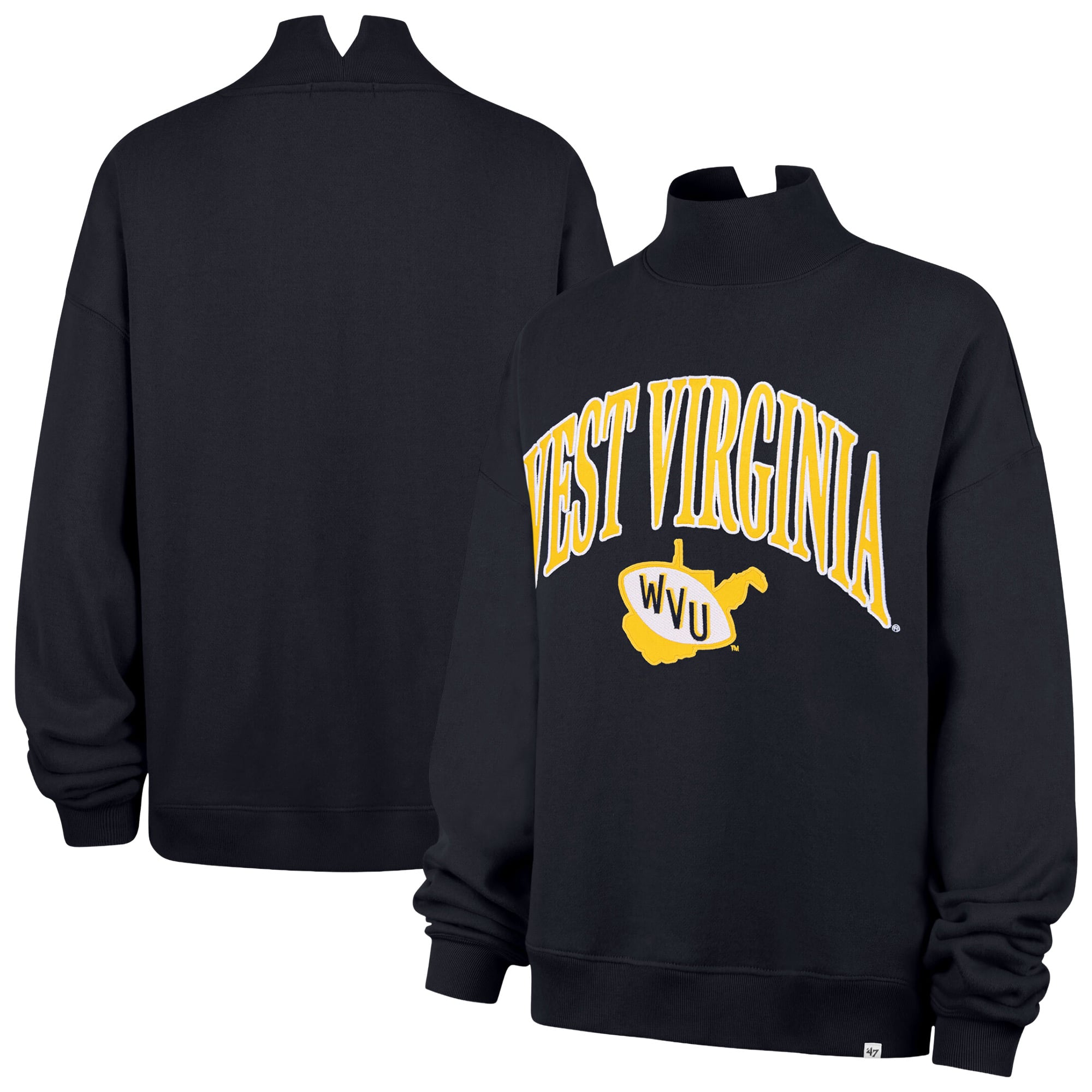Sweat-shirt à col montant West Virginia Mountaineers, bleu marine, modèle 47, pour femme