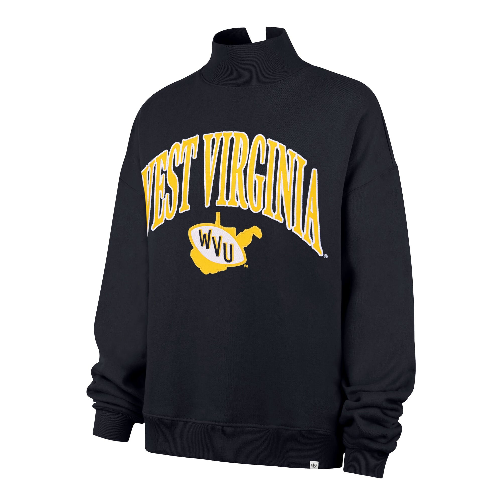 Sweat-shirt à col montant West Virginia Mountaineers, bleu marine, modèle 47, pour femme