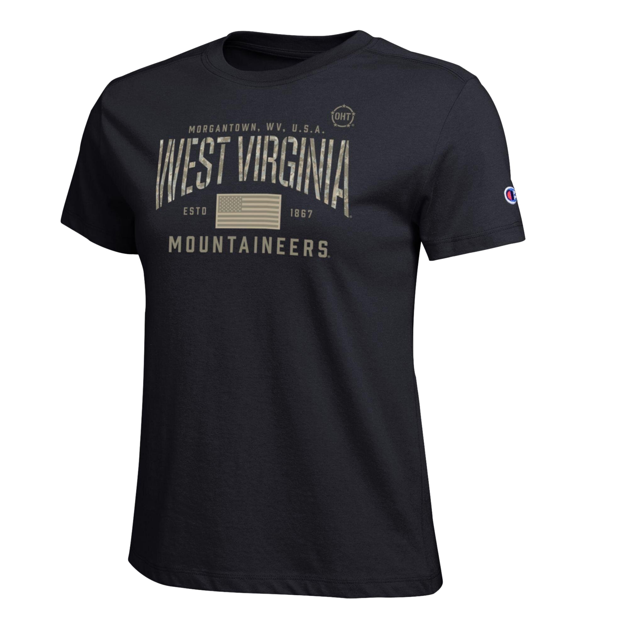 Women's Champion  Black West Virginia Mountaineers Operation Hat Trick Core T-Shirt