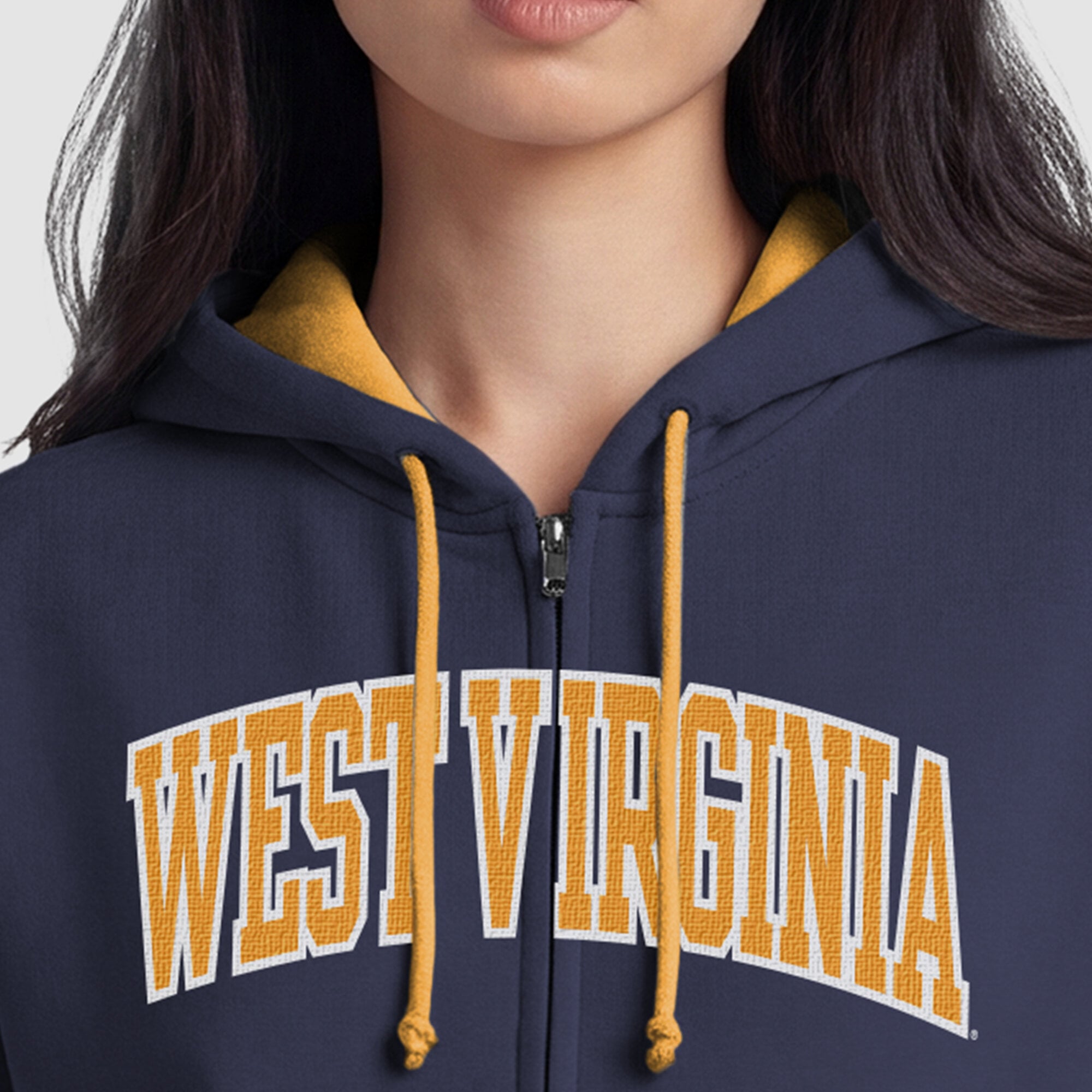 Sweat à capuche zippé en polaire Champion bleu marine West Virginia Mountaineers Arch pour femme