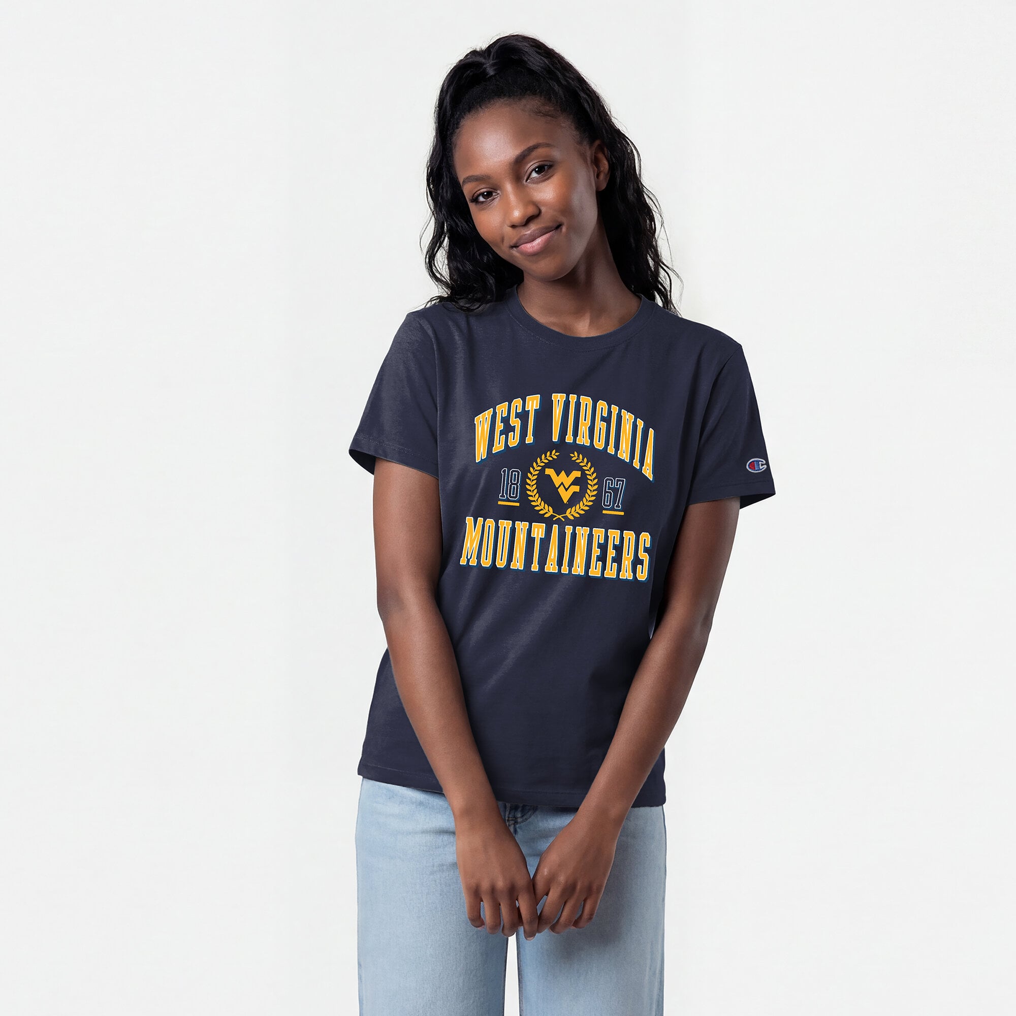 Women's Champion Navy West Virginia Mountaineers Lifestyle T-Shirt