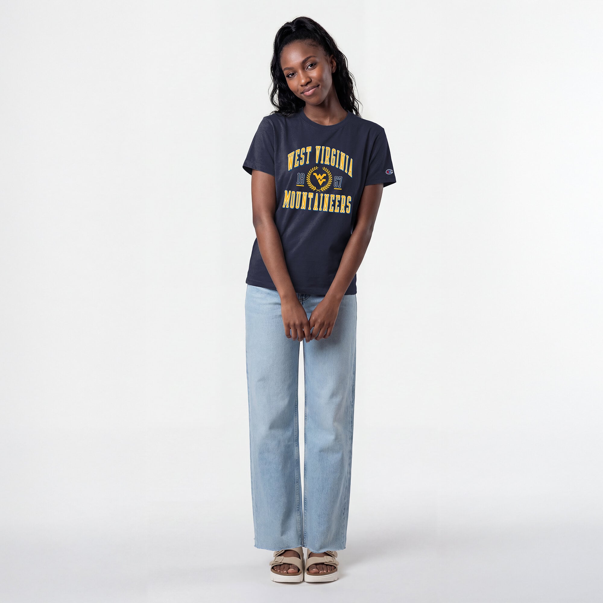 Women's Champion Navy West Virginia Mountaineers Lifestyle T-Shirt